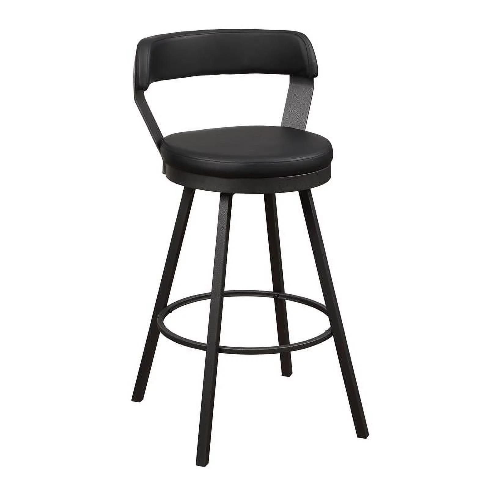 Pemberly Row Metal Swivel Pub Height Chair in Silver/Black (Set of 2)