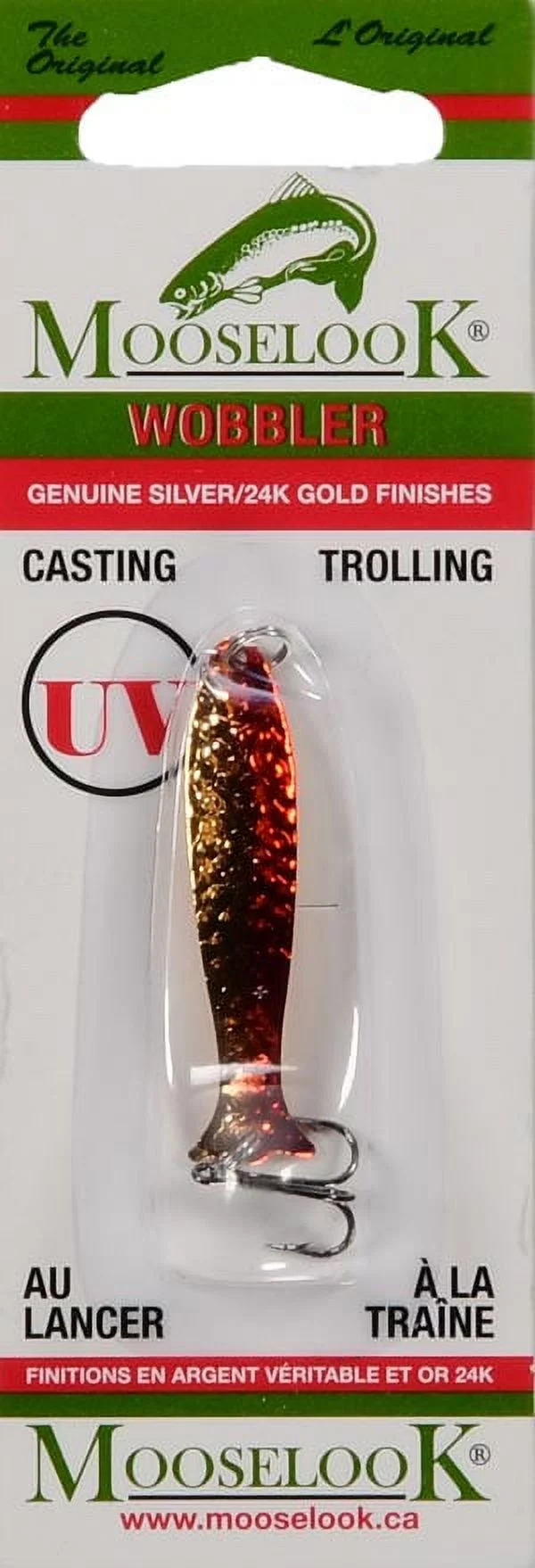 Mooselook Wobbler Midget Cast Troll Spoon, Gold & Orange, Fishing Spoons