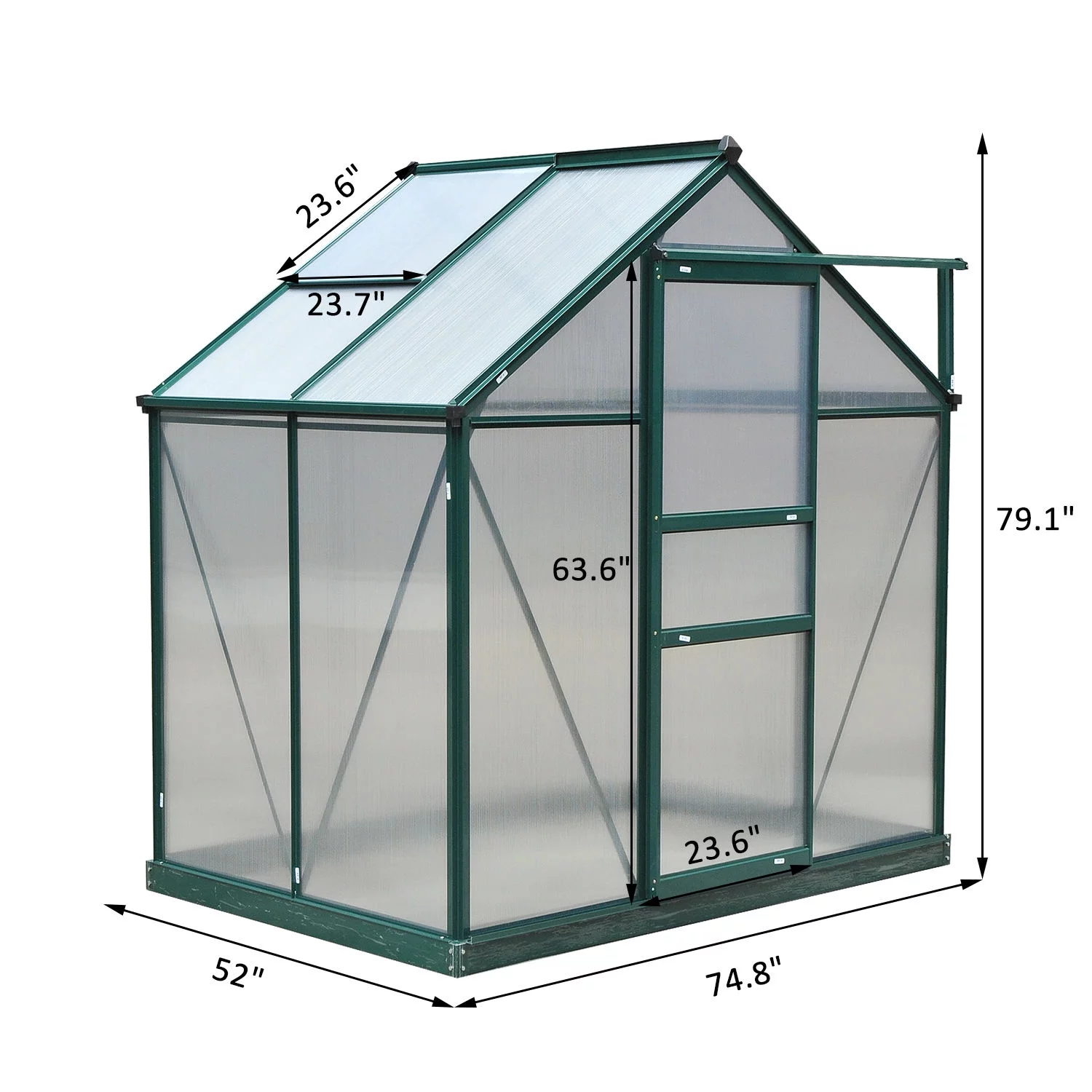 Outsunny 6' x 4' x 7' Twin Wall Polycarbonate Walk-In Garden Greenhouse