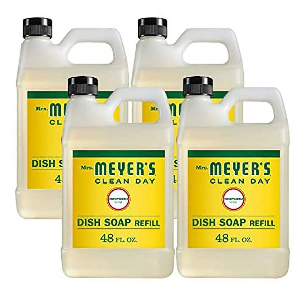 Liquid Dish Soap Refill, Cruelty Free Formula, Honeysuckle Scent, 48 oz, 4 Packs