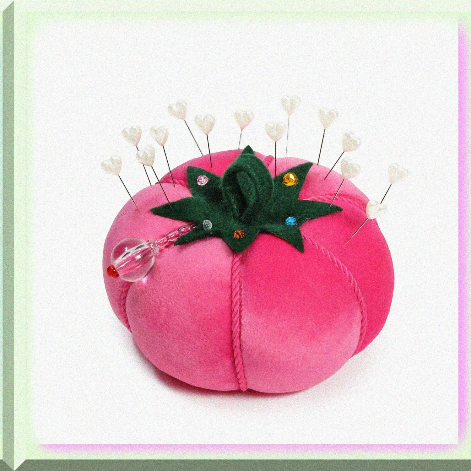 VelvetBlush Tomato Pin Cushion, 5-Inch, Soft Pink
