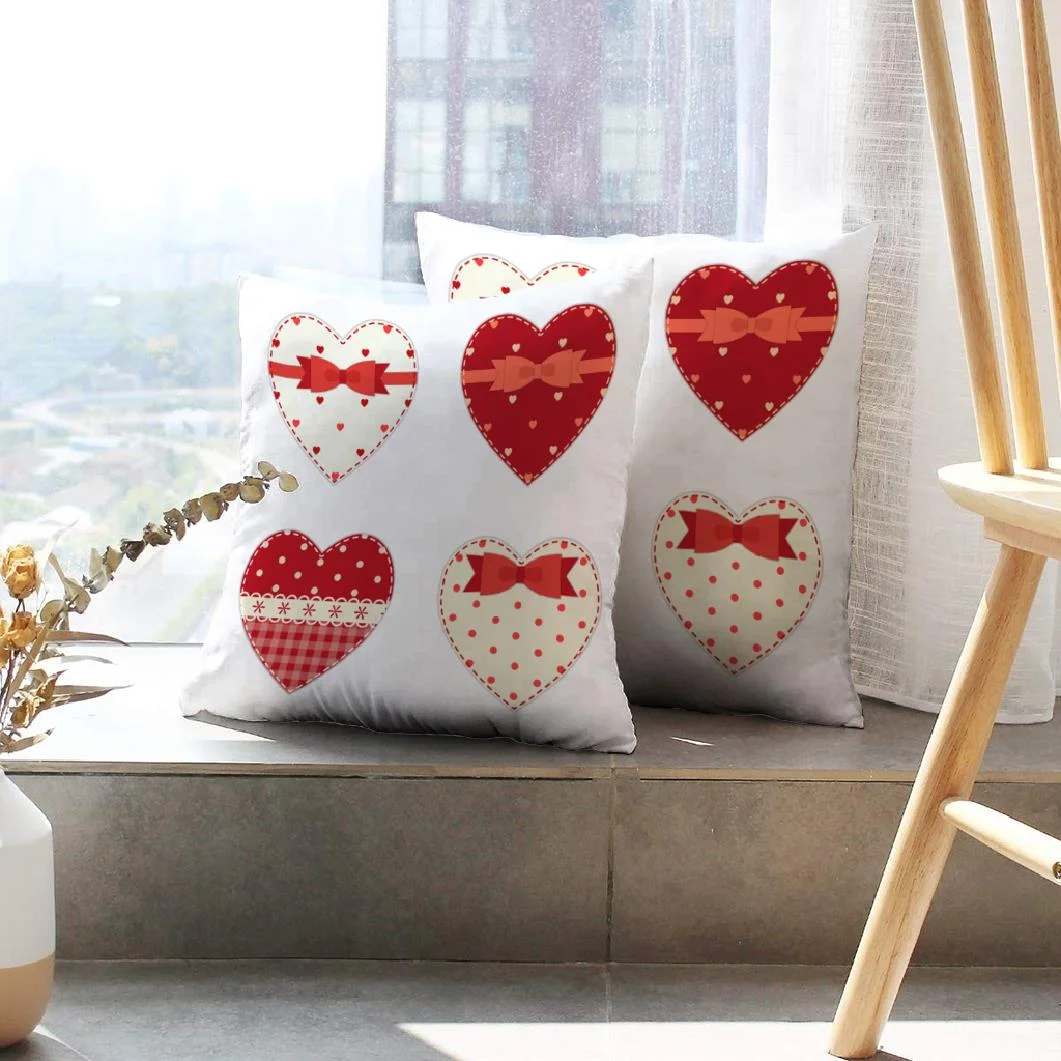 LALILO Throw Pillow Covers Cute Hearts Retro With Ribbon And Bow Cushion Cover 18