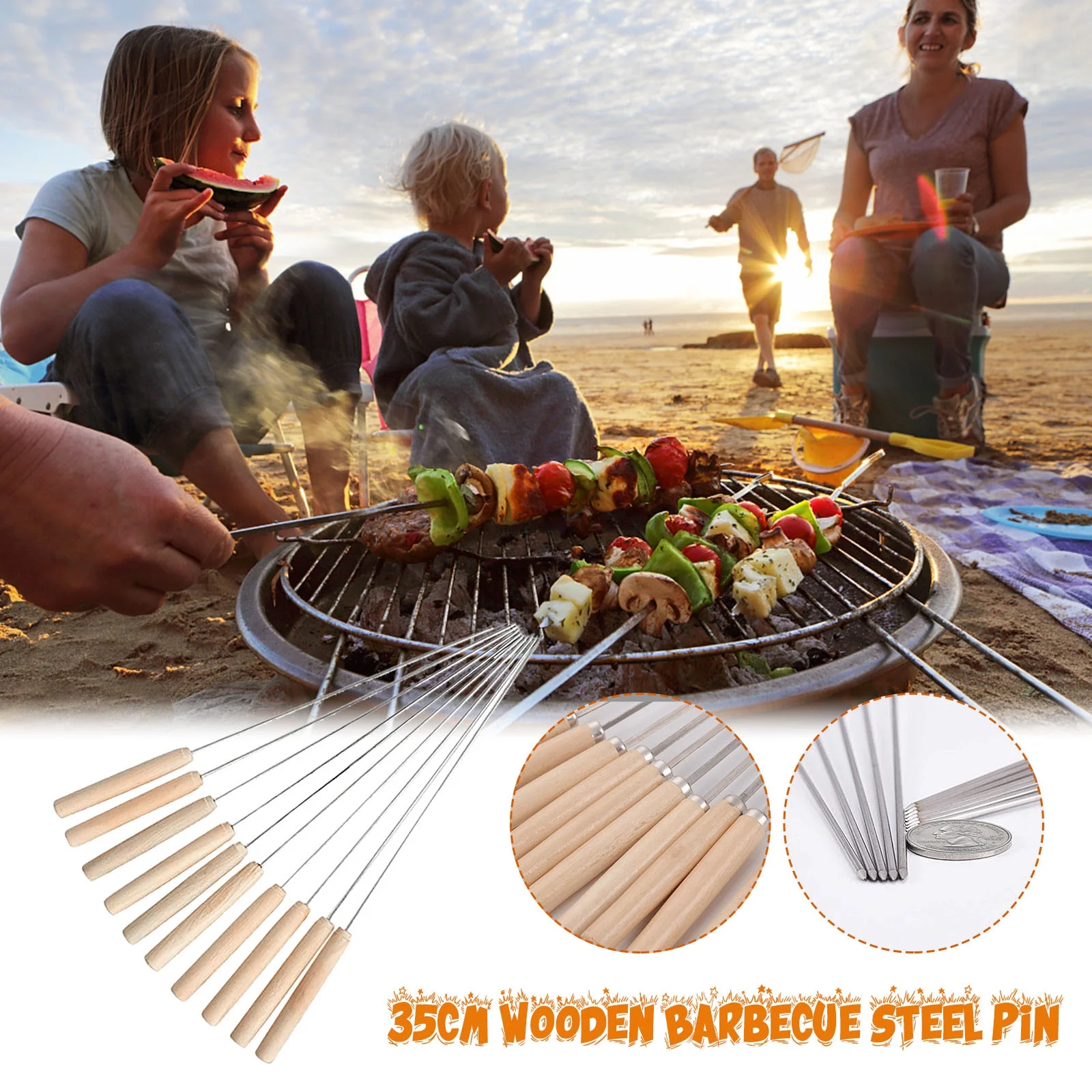 YALFJV 10PCS Barbecue Sign Steel Sign Drill Tool Outdoor Stainless Steel RoundWood Wooden Stick Figure Wooden Cuticle Sticks 4 Fireplace Log Grate 36inches Color Changi