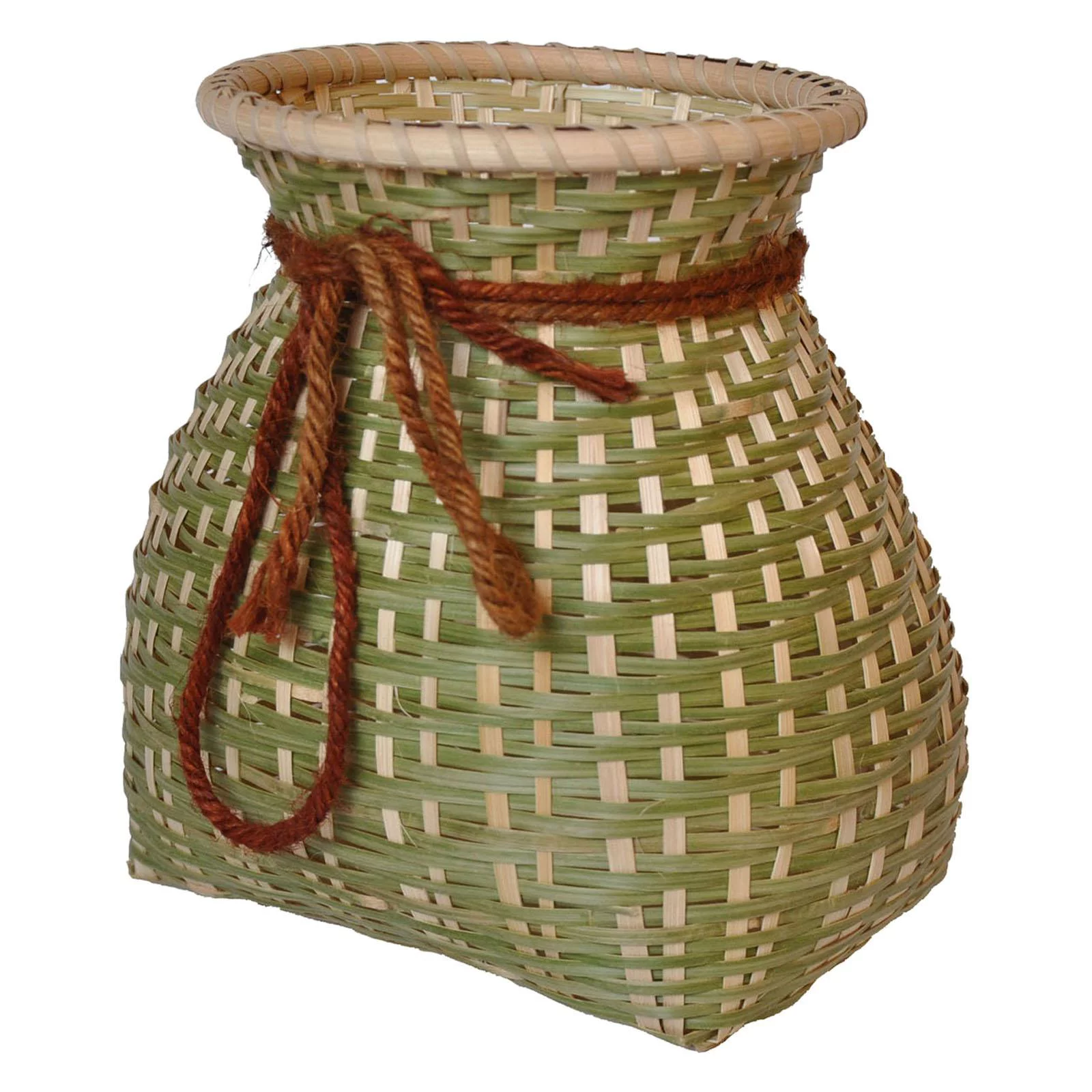 Woven Bamboo Basket Planter Vase Farmhouse Portable Storage with Rope Organizer Picnic Basket for Table Home Kitchen Fruit Vegetable Holder , 10x14cm