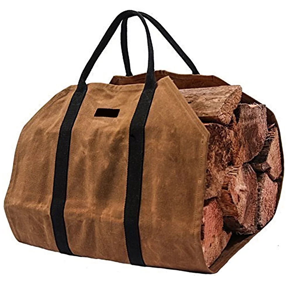 Willstar Large Firewood Carrier Bag Heavy Duty Canvas Firewood Carrier Log Holder Fireplace Tote Bag Outdoor Camping Woodpile Rack Fire Wood Carrying Tools with Handles Fireplace Stove Accessories