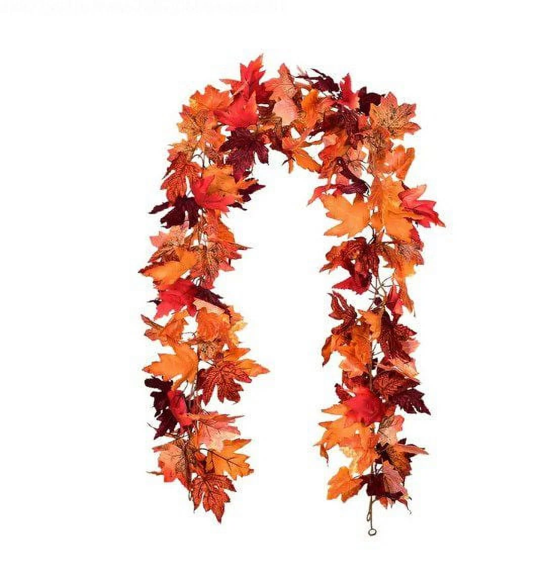Fall Garland Maple Leaf-6Ft/Piece Hanging Vine Garland Artificial Autumn Foliage Garland Thanksgiving Decor for Home Wedding Fireplace Party Christmas-1*Red
