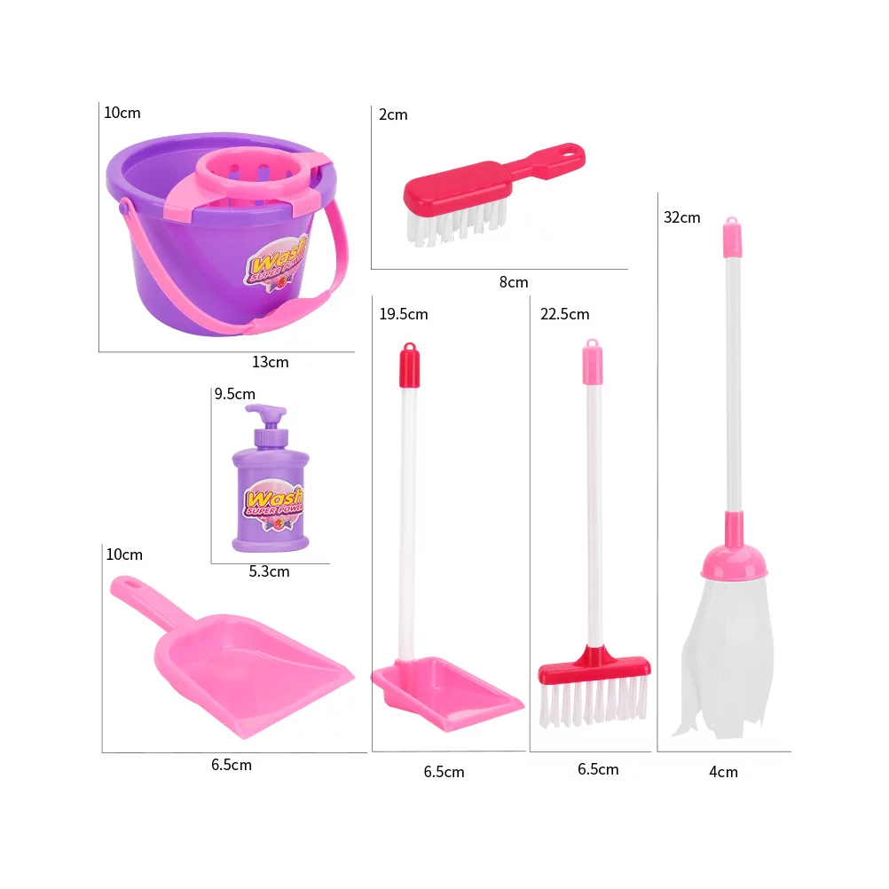 OUNONA Toys Cleaning Tool Kids Set Play Pretend Equipment Dustpan Broom Mini Sweeping Children Role