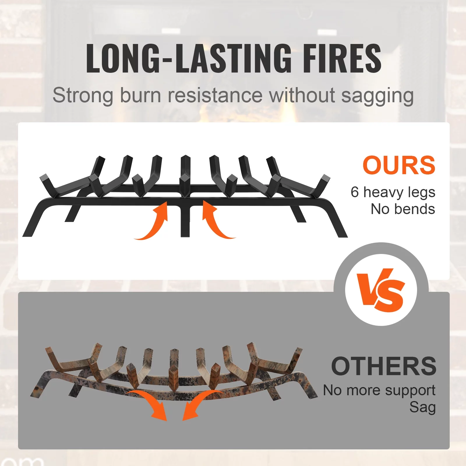 SKYSHALO 30 inch Fireplace Log Grate Powder-coated Steel wood Burning Rack Holder