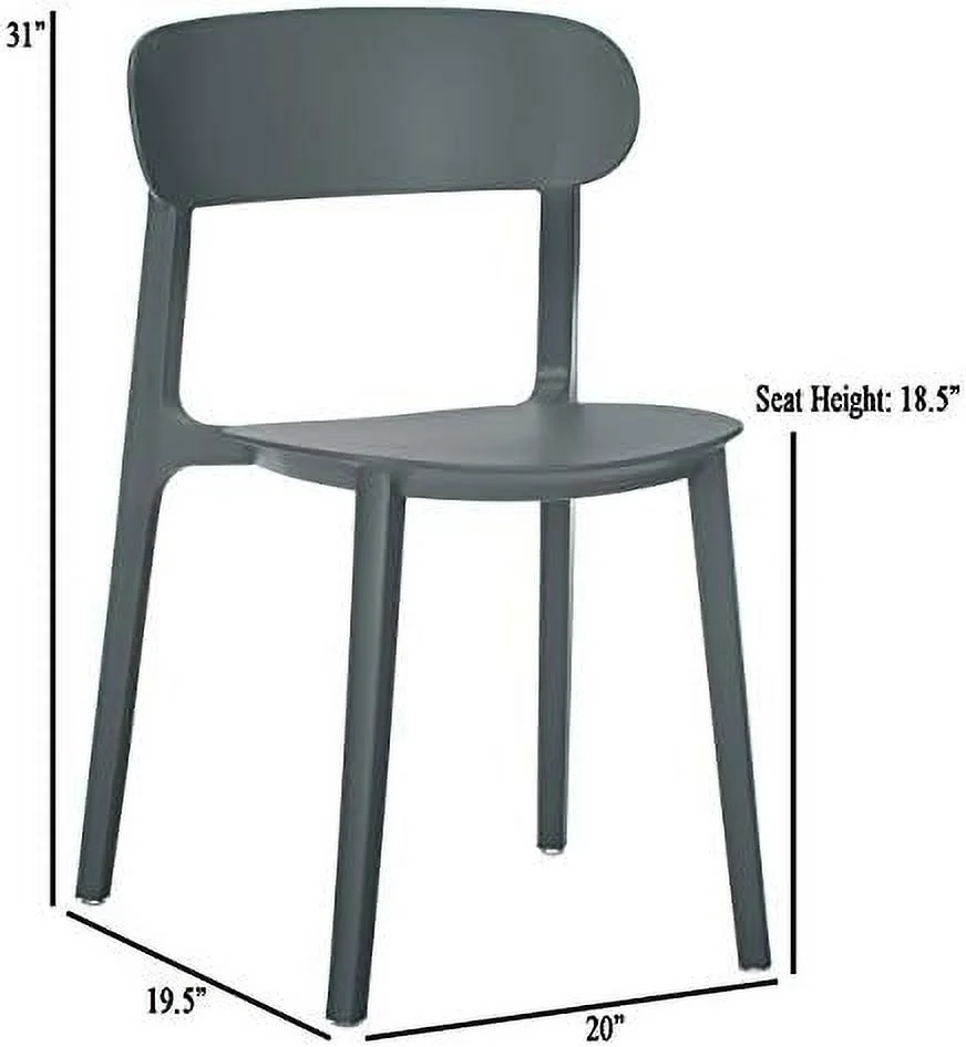 DIKTESSE 2 x Campus Series Side Chairs  Mid-Century Modern Dining Chair  Stackable Chair  Great for Indoor and Outdoor (Moss Grey)