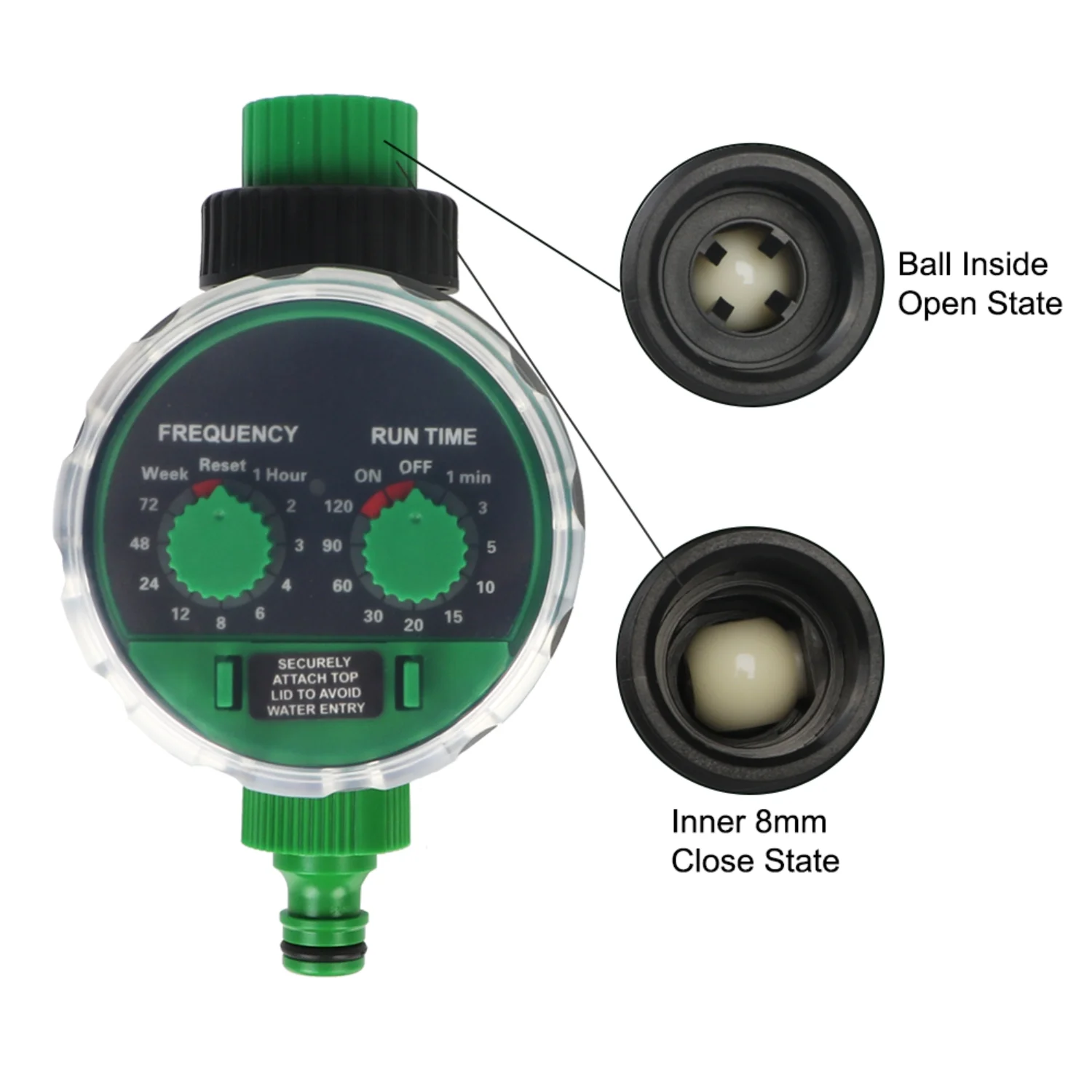 Drip Irrigation System Garden Automatic Irrigation Controller Battery Operated Electronic Water Timer Two Dial Ball Valve Green