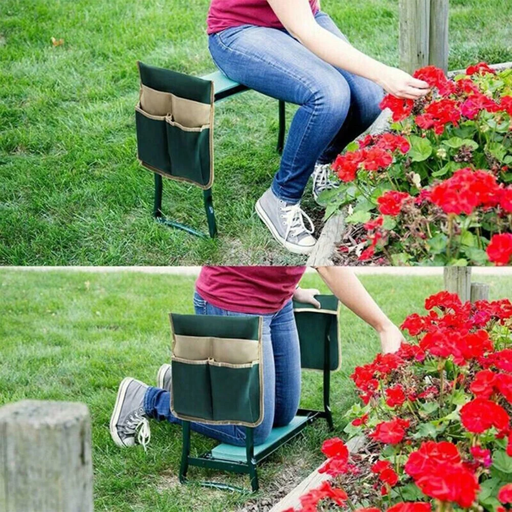 Highly Green Folding Garden Kneeler Chair Bench Stool Tool Pouch