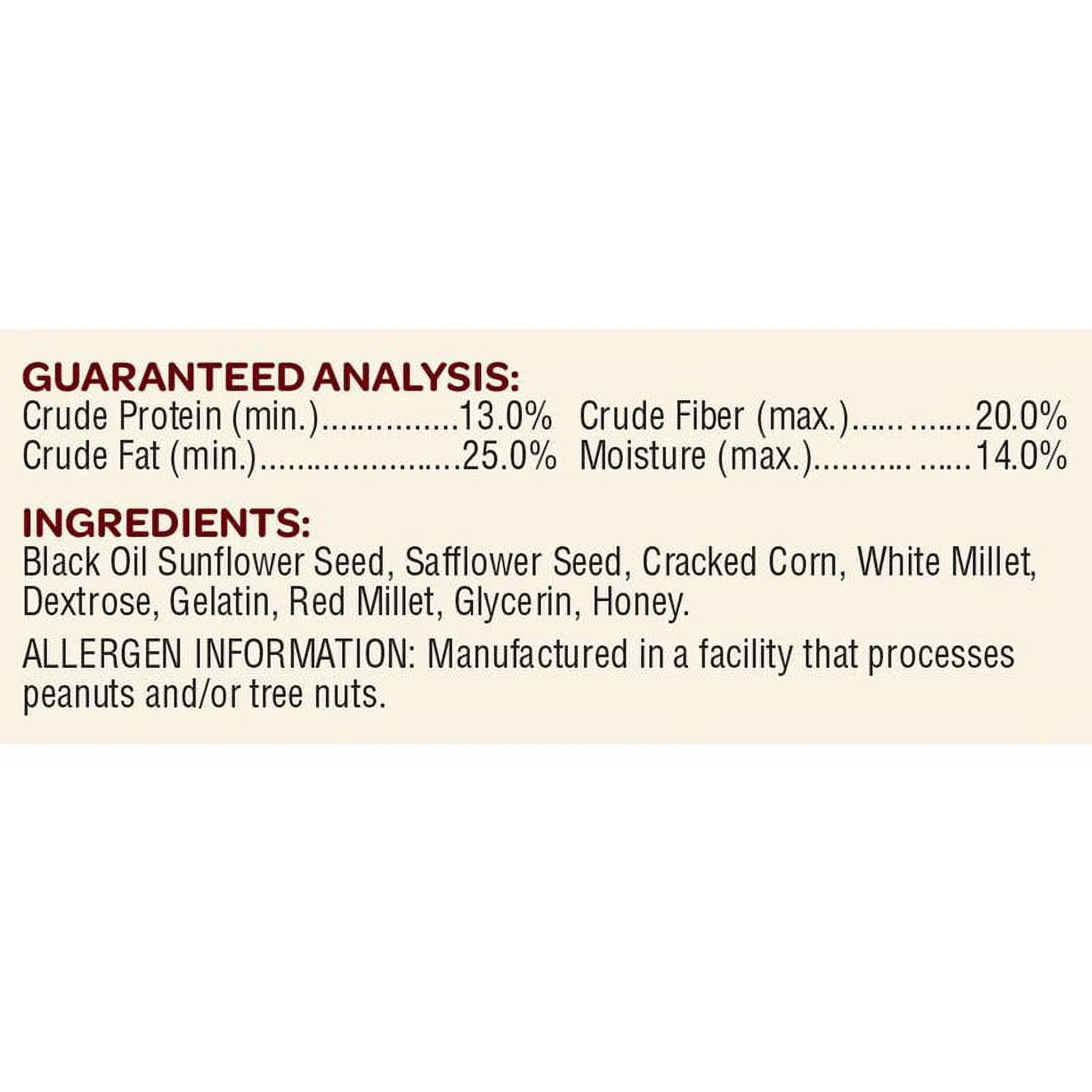 1 Pc, Kaytee Cardinal Black Oil Sunflower Seed Seed Cake 1.85 Lb