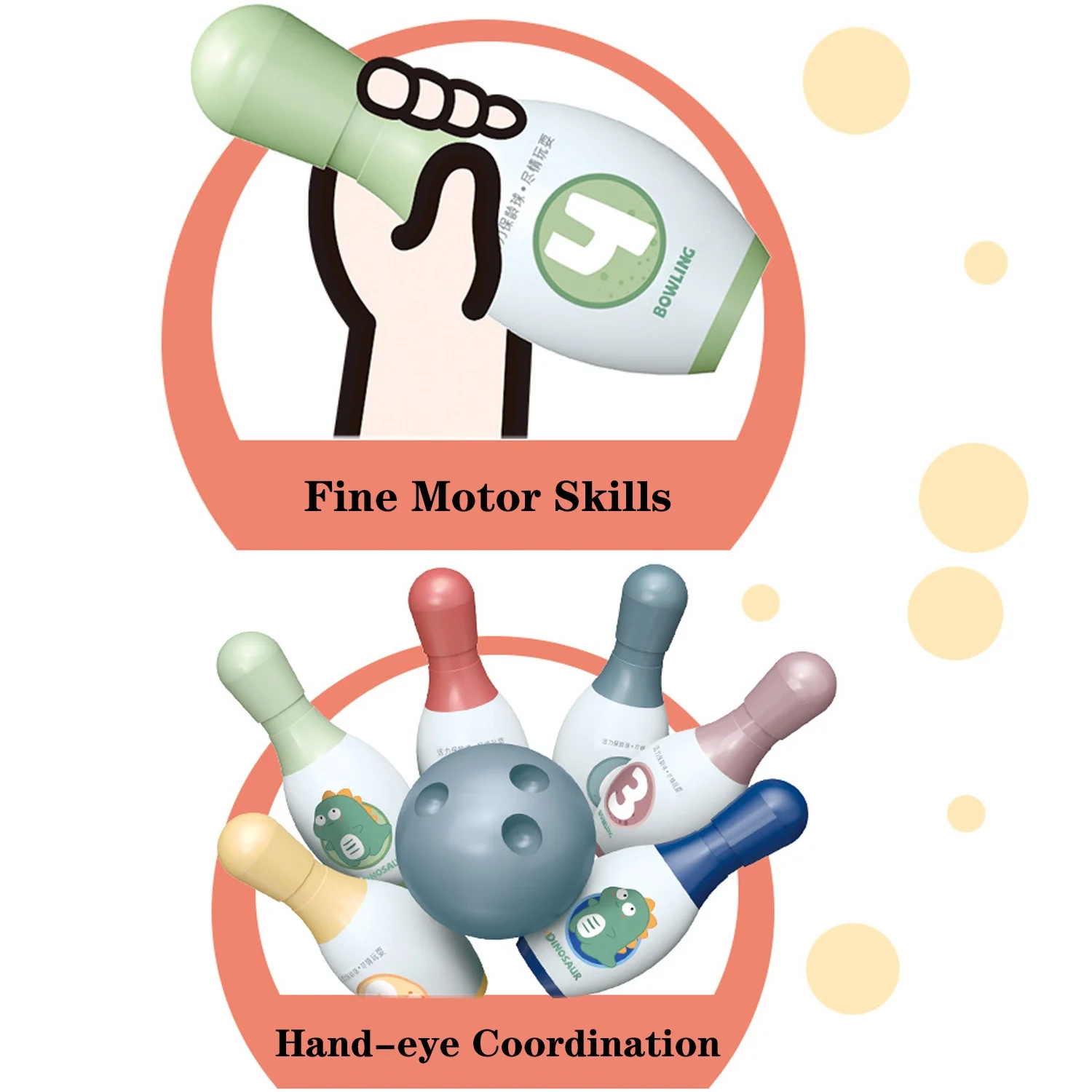 NimJoy Toddler Dinosaur Bowling Set Kids Indoor Outdoor Toy for Boys 3-6 Year Girls W/10 Pins & 2 Balls