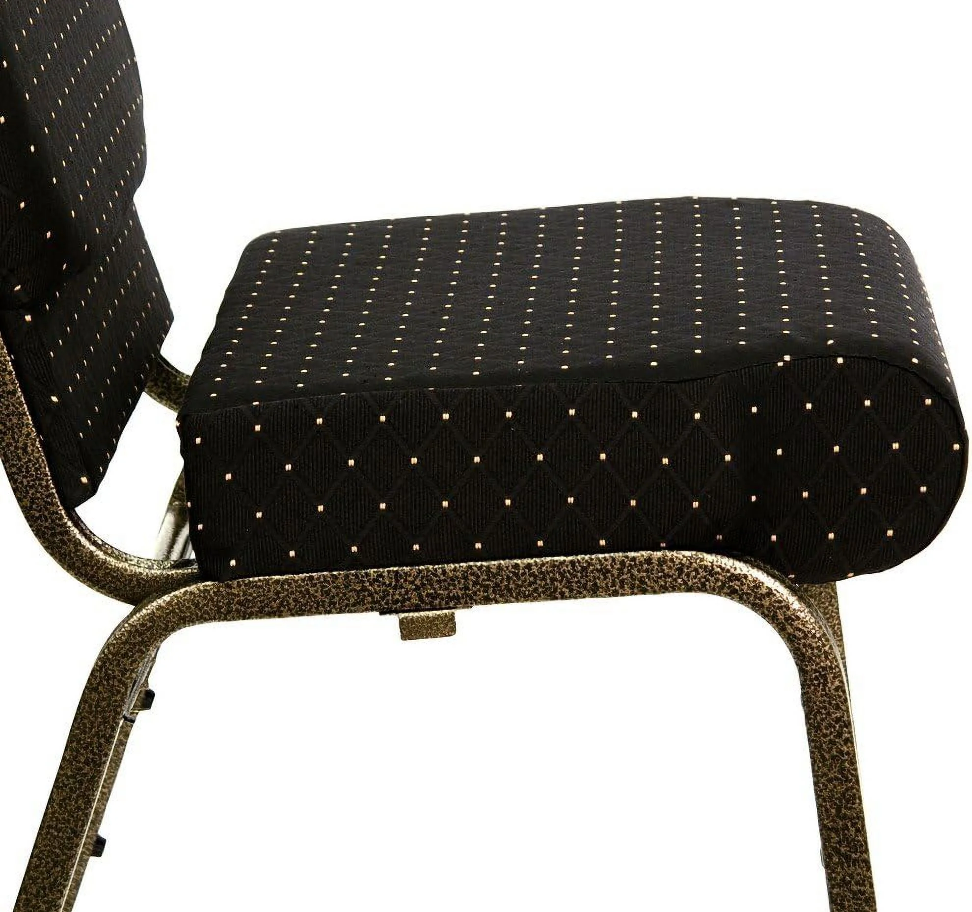 HERCULES Series 21''W Stacking Church Chair In Black Dot Patterned Fabric - Vein Frame
