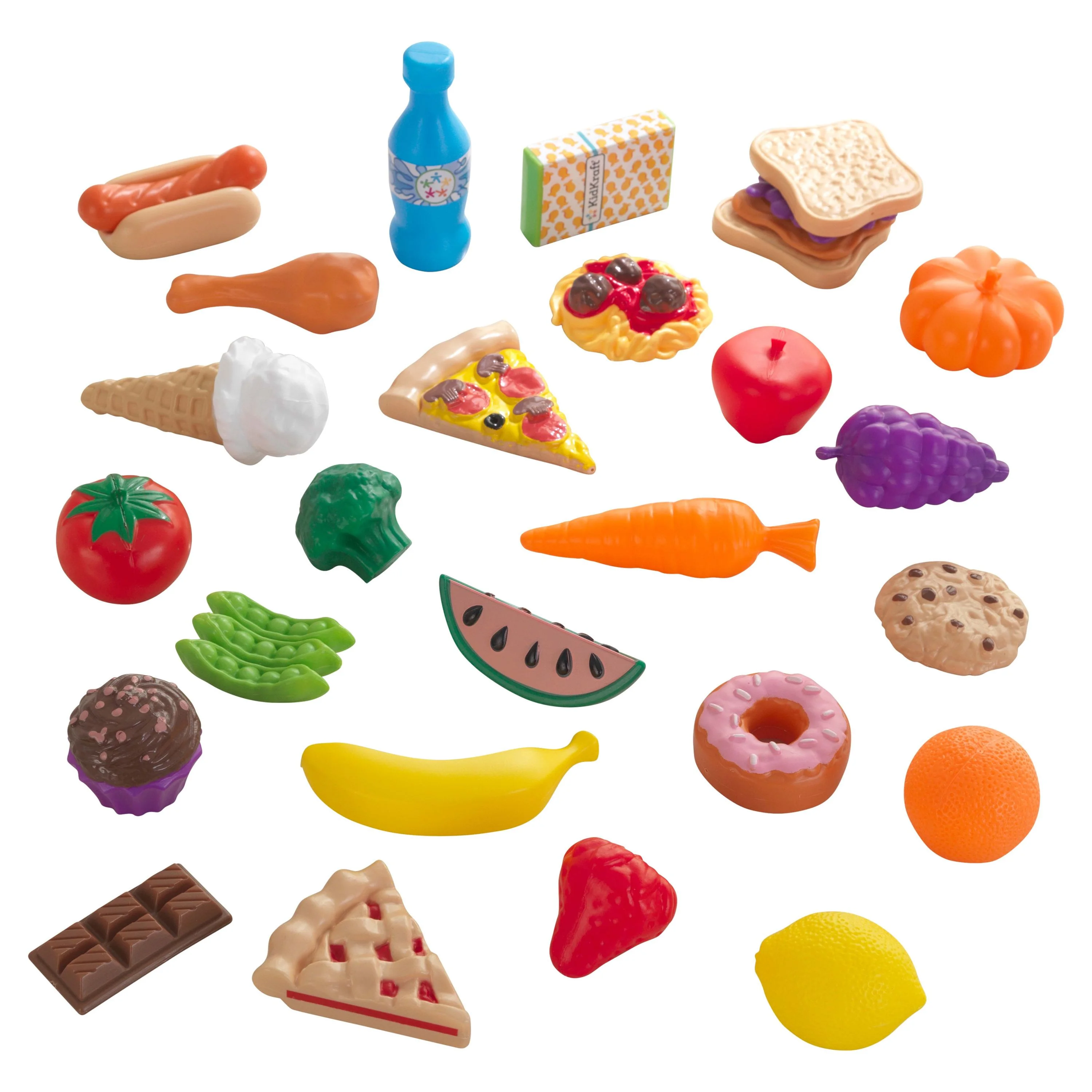 KidKraft 30-Piece Plastic Play Food Set with Fruits, Veggies, Sweets and More