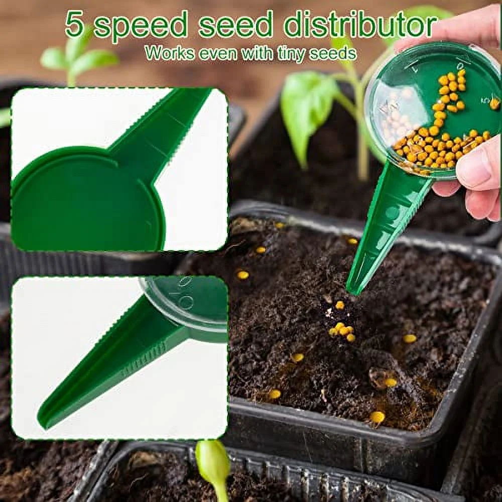 6Pcs Mini Sowing Seed Dispenser, Seed Planter Tool, Manual Seedlings Dibber and Widger Set, Lightweight Practical Small Seed Spreader, Professional Reusable Mini for Garden Spreading