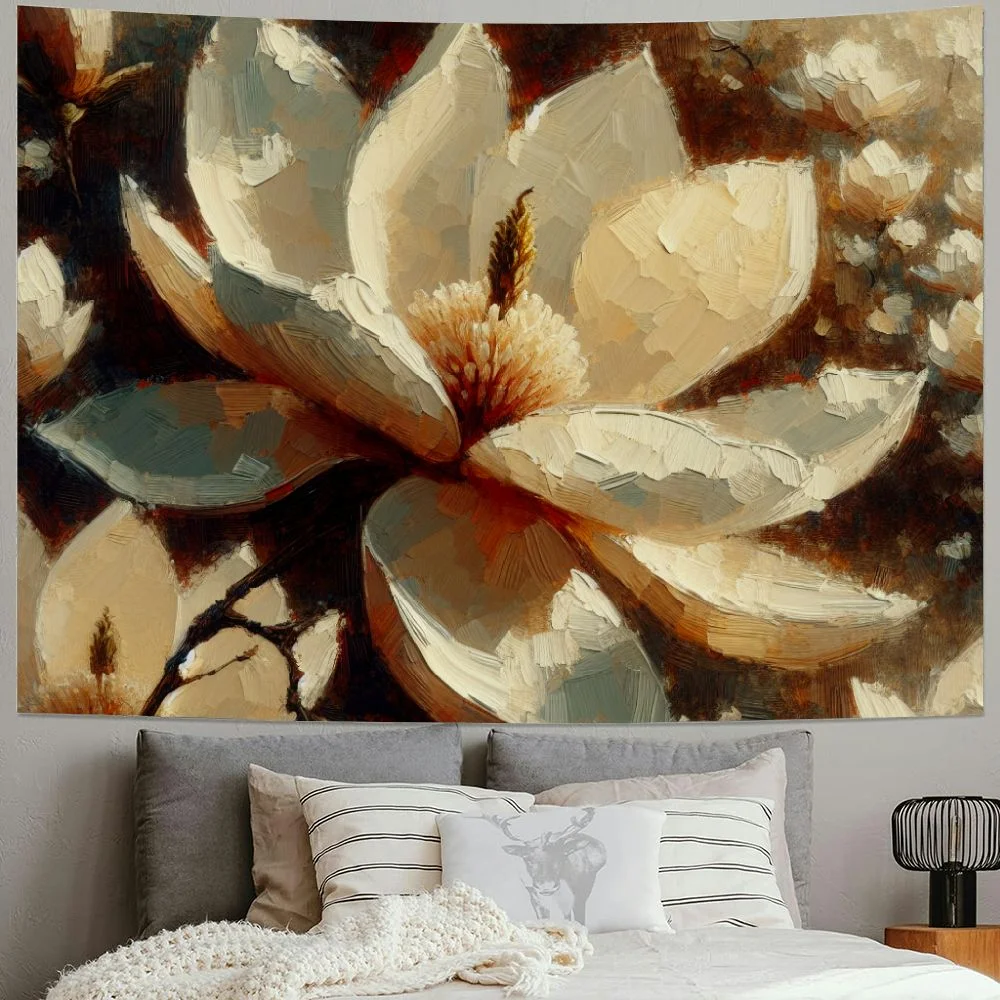 Fsmy Magnolias Aglow at Sunset Magnolia Floral Southern Flower Hanging Tapestry Painting