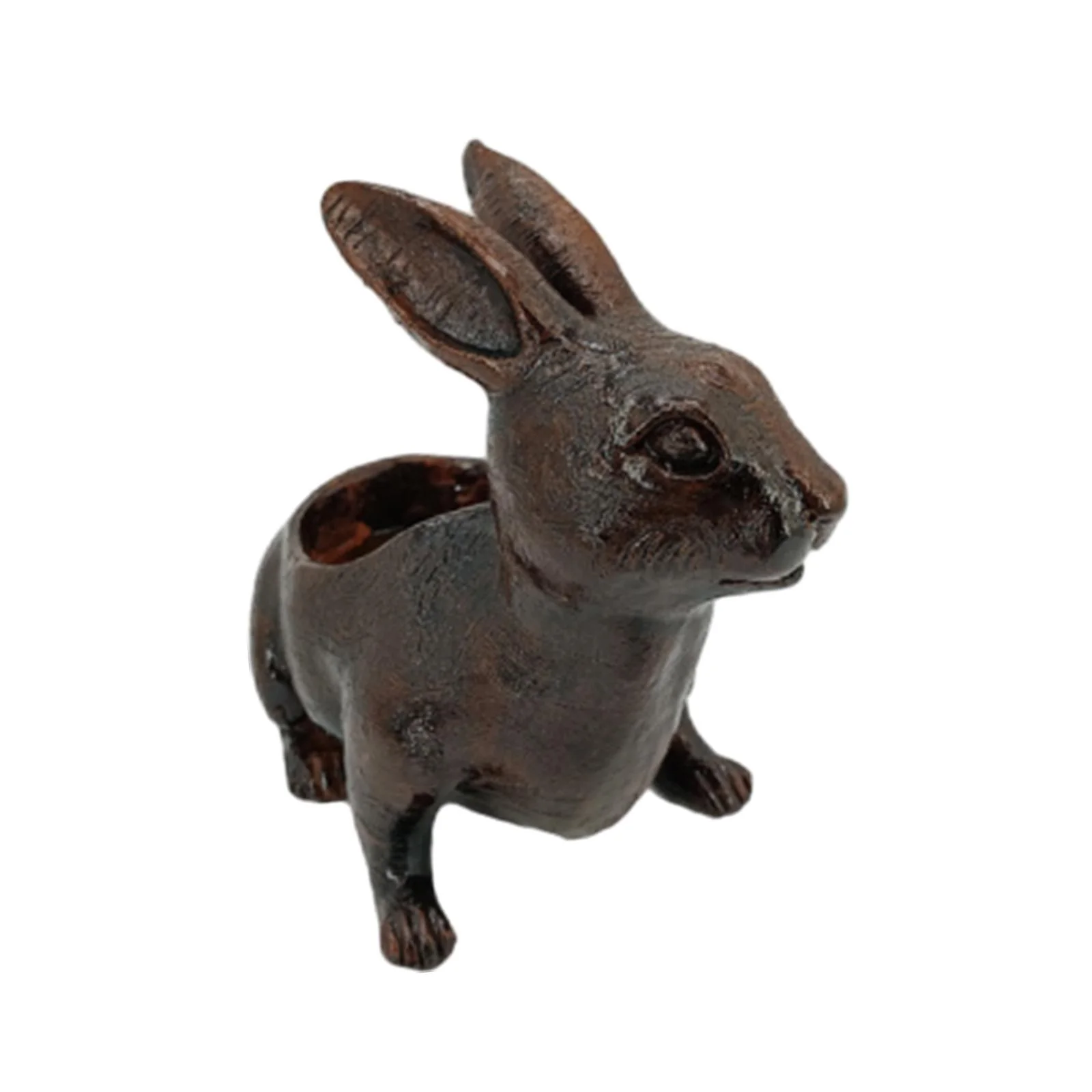 simhoa Animal Planter Rabbit Plant Pot Container Office Bunny Flower Vase Flowerpot for Indoor Outdoor Plants Porch Lawn Shelf Patio Deep Brown