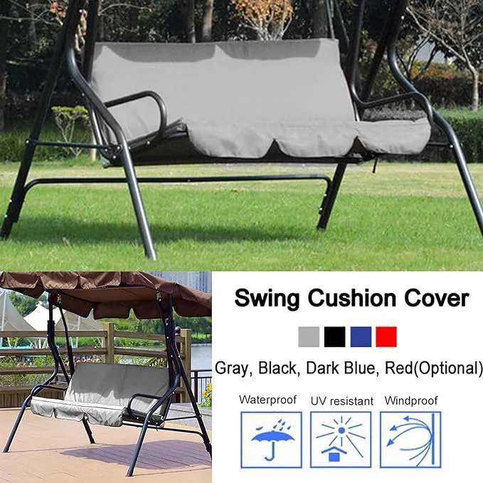 WEISIPU 3 Seater Replacement Swing Seat Cover Waterproof Patio Swing Cushion Cover Garden Swing Chair Protection Cushions Cover
