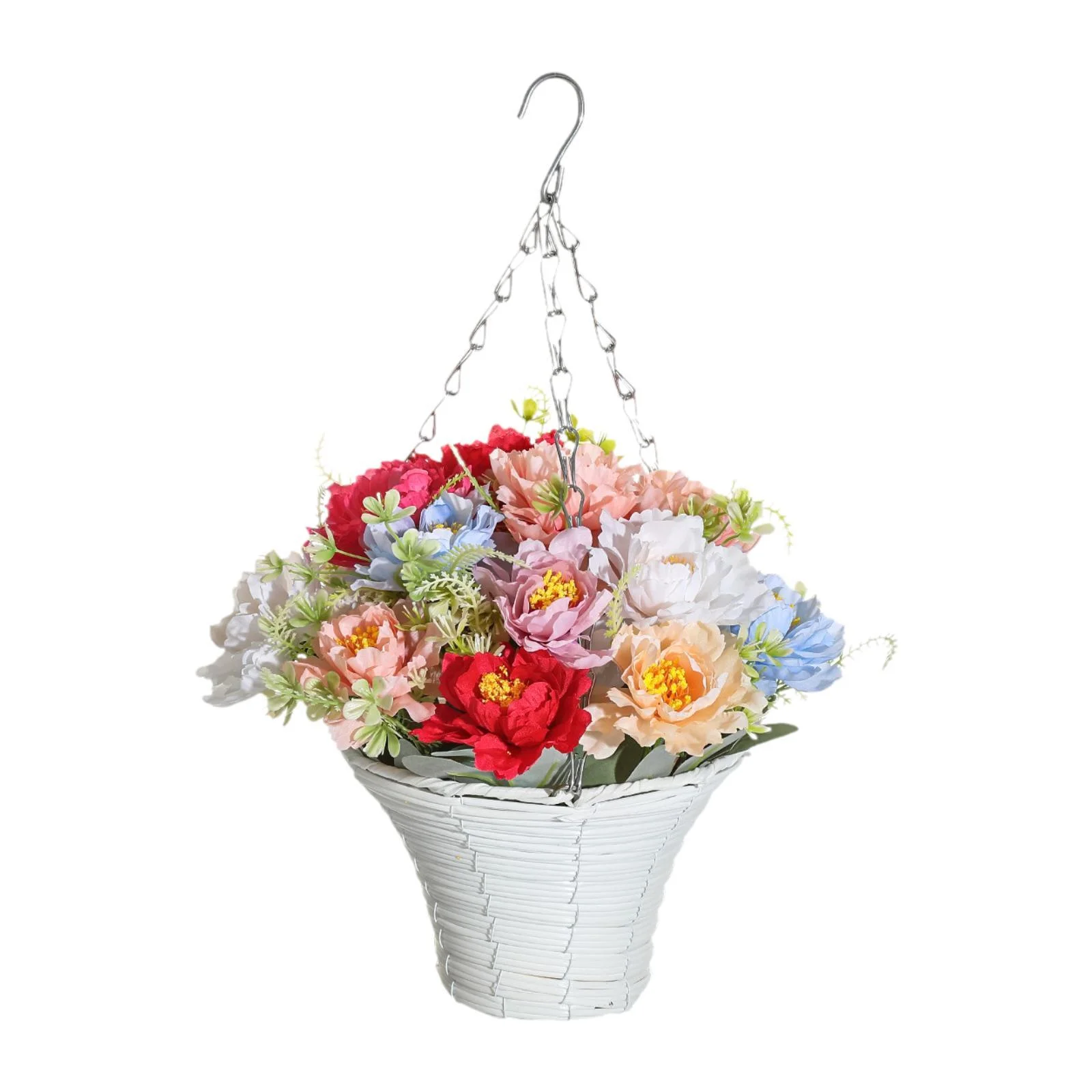 Baoblaze Artificial Hanging Flowers in Basket Chain Flower Pot for Garden Spring Lawn A