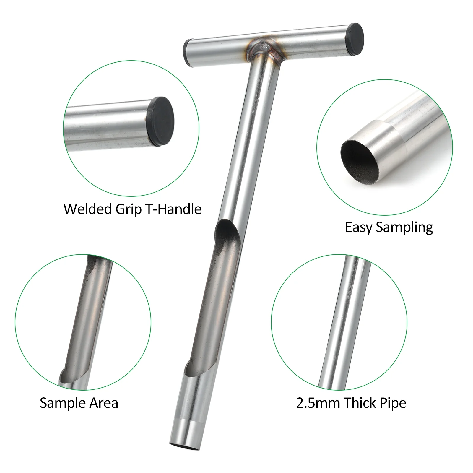 Sampler,Care Lawn With 2pcs Probe 13 T-style Handle 2pcs Reusable Inch Metal Sample Soil Sample Probe Reusable Sample Test Soil Metal T-style Probe Rod Plant Care Handle Soil Rod With 13 Inch