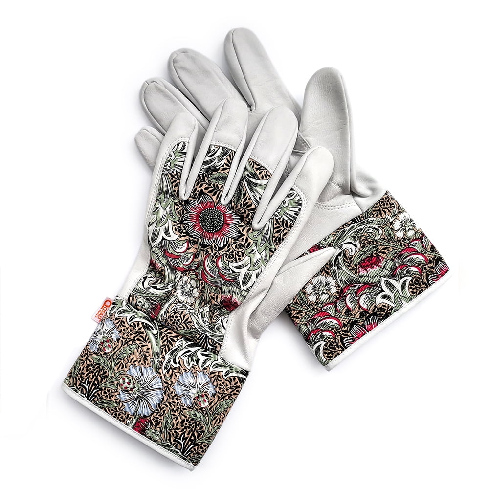 Lady Gardening Work Gloves, Premium Goat Leather Palm, Soft, Snug, Women Medium Size, Safety Cuff Protect The Wrist