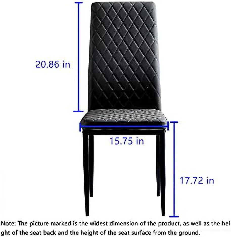 ZWNLKQG Set of 6 Leather Dining Chairs Set  with Upholstered Cushion & High Back  Powder Coated Metal Legs  Rhombus Pattern Seats  Household