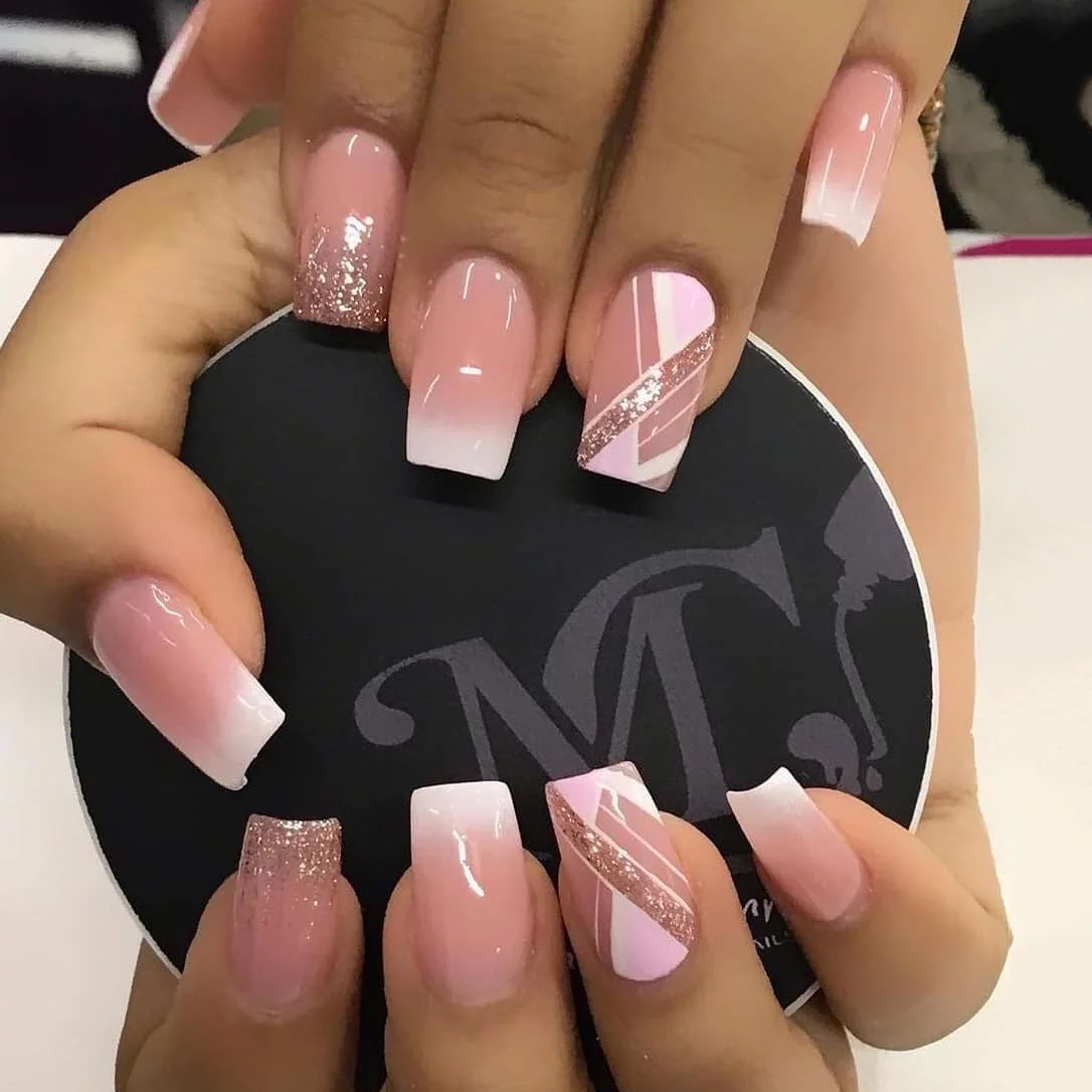 Yeahmol Gel Nail Strips, Lasting Gel Nail Stickers, 24Pcs Nail Kit, Shiny Stripe, NO.24