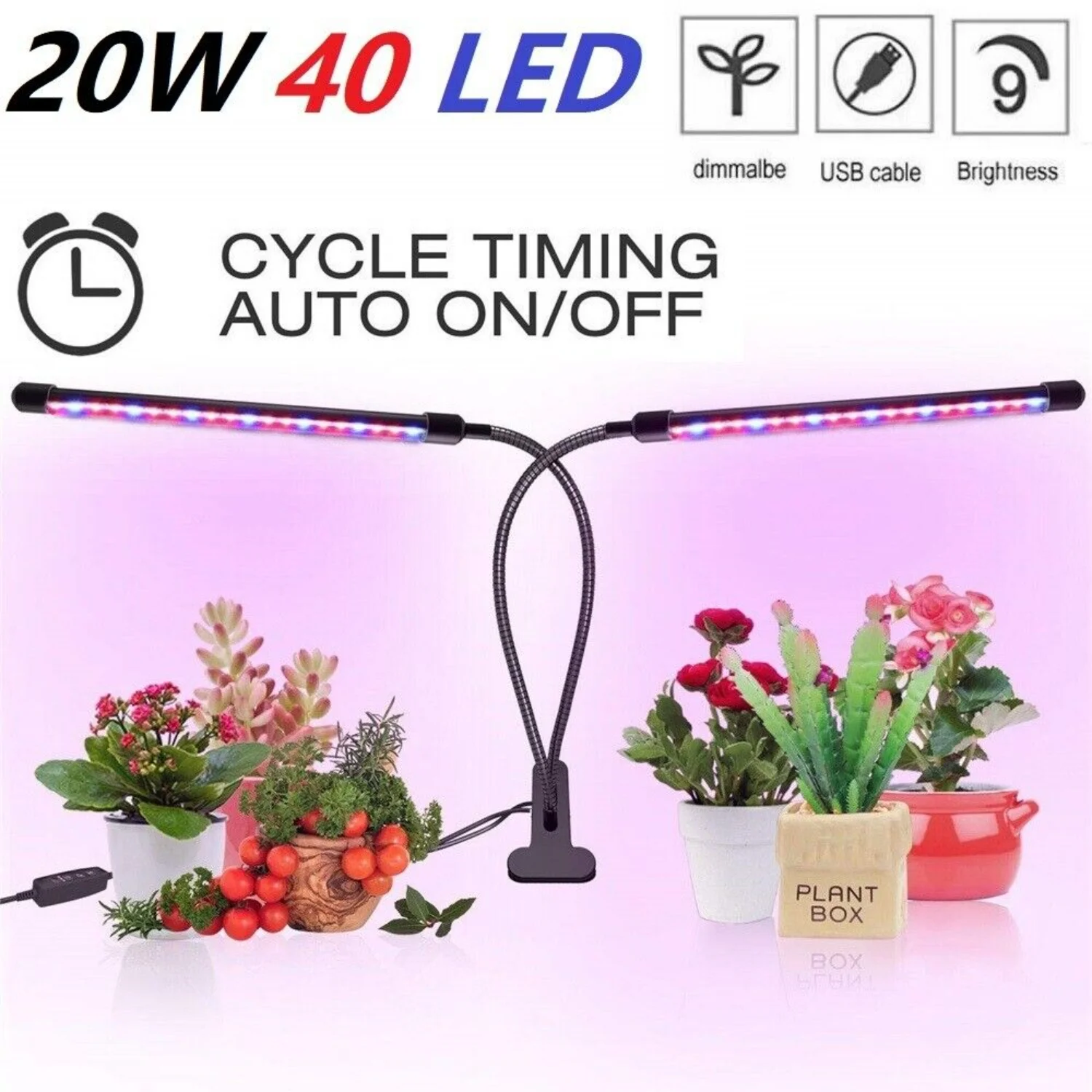 Flexible  Adjustable  Dimmable Full Spectrum LED Gooseneck Grow Light Lamp for Hydroponics Greenhouse - Efficient Indoor Plant Growth and Healthy Development Fixture