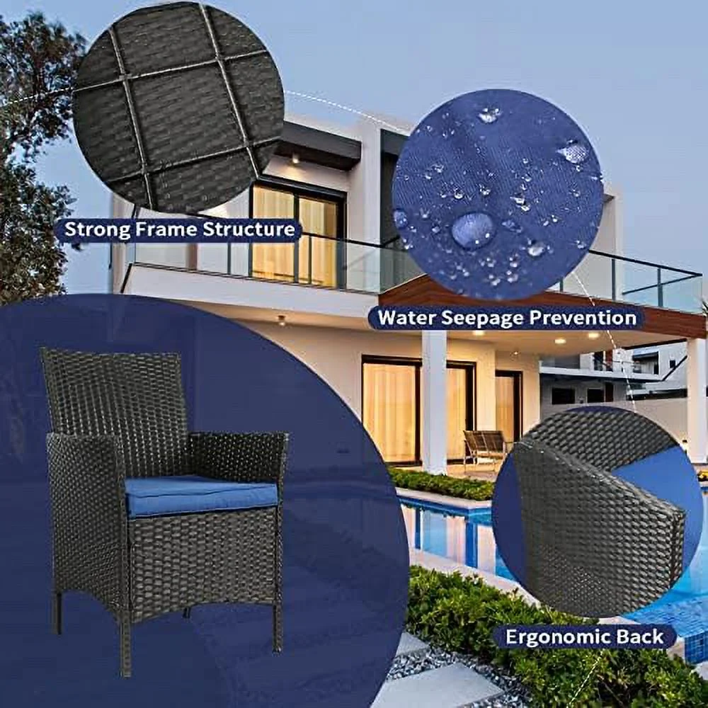 ZWNLKQG Patio  Set 3 Piece  Wicker Patio  Sets  Outdoor PE Rattan   Front Porch   All-Weather Patio   Balcony