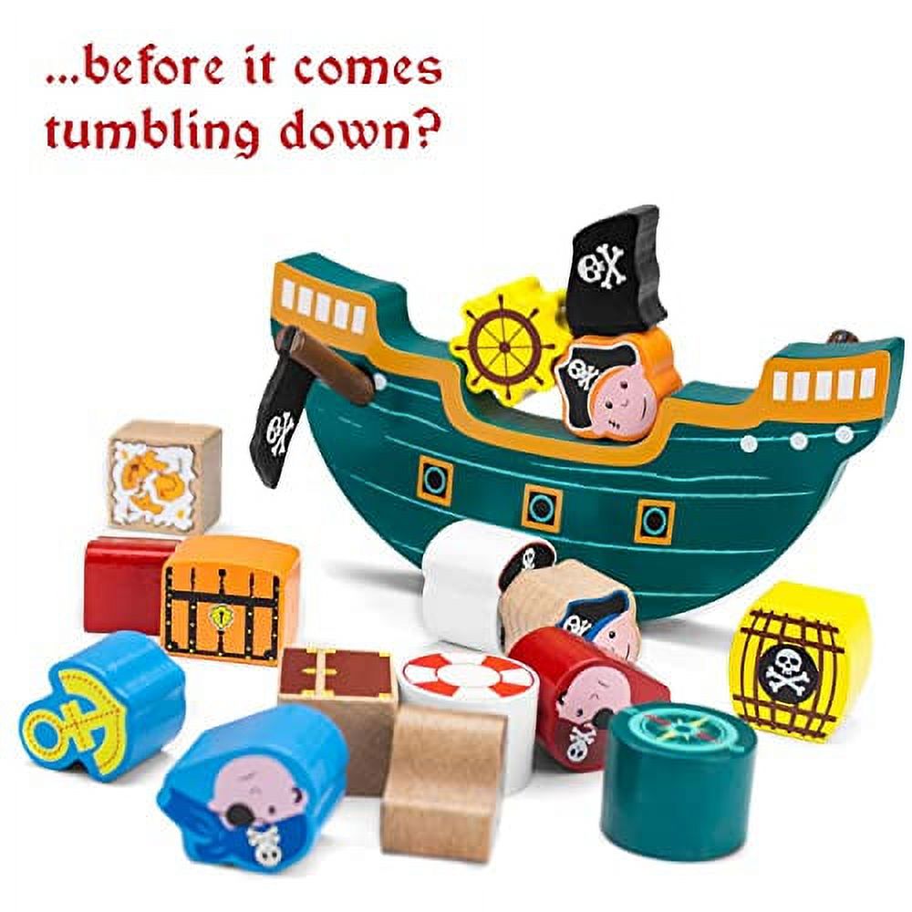 Imagination Generation Wooden Wonders Balancing Playset | Develops Dexterity, Motor Skills, Sharing Skills | Safe Wood & Paint | 17 PC Noah's Ark Playset