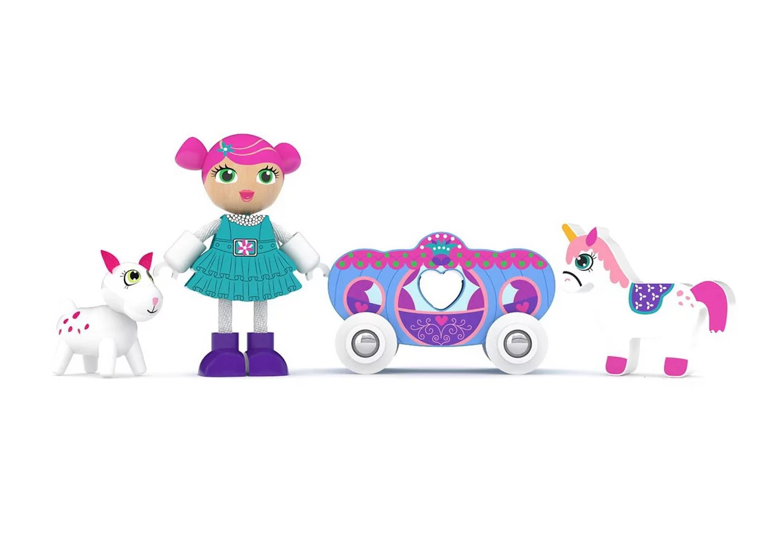 J'adore Princess Julie Natural Wooden Toy Playset, Pink