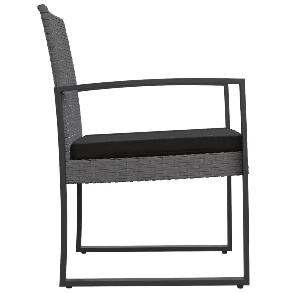 Anself Patio Dining Chairs 2 pcs Dark Gray Rattan