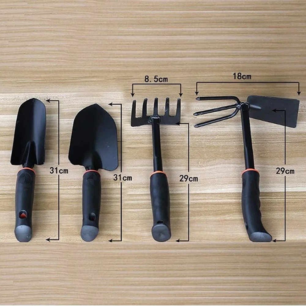 imUfer 4 Pack Of Gardening Tools Including Rake Hoe Wide And Narrow Shovel Suitable For Shovel Hoe Dig Weeding