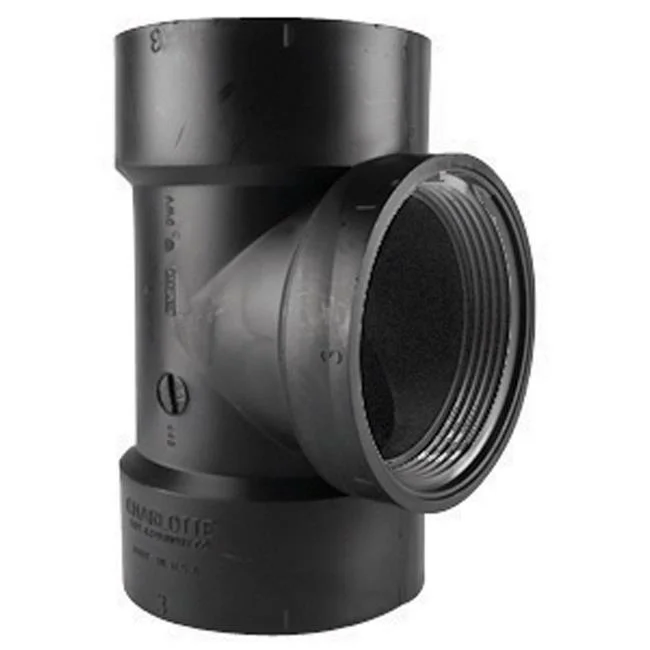 Schedule 40 3 in. Hub x 3 in. Dia. Hub ABS Flush Cleanout Tee, Black
