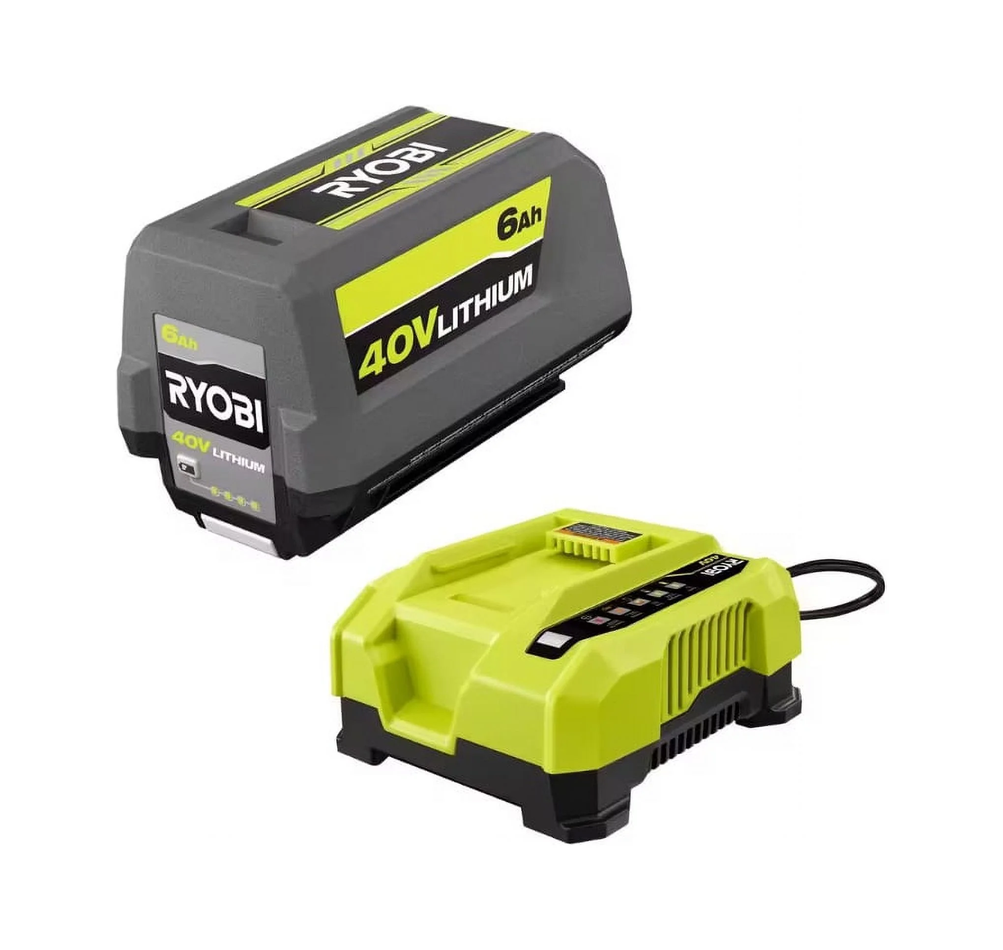 RYOBI 40V Lithium-Ion 6.0 Ah High Capacity Battery and Rapid Charger Kit (Bulk Packaged)