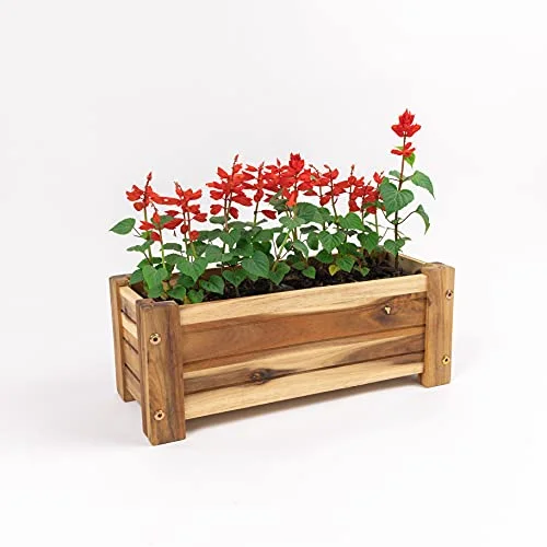 | Raised Garden Bed | Rectangle Wood Planter Box | The Perfect Wooden Flower Box | 16