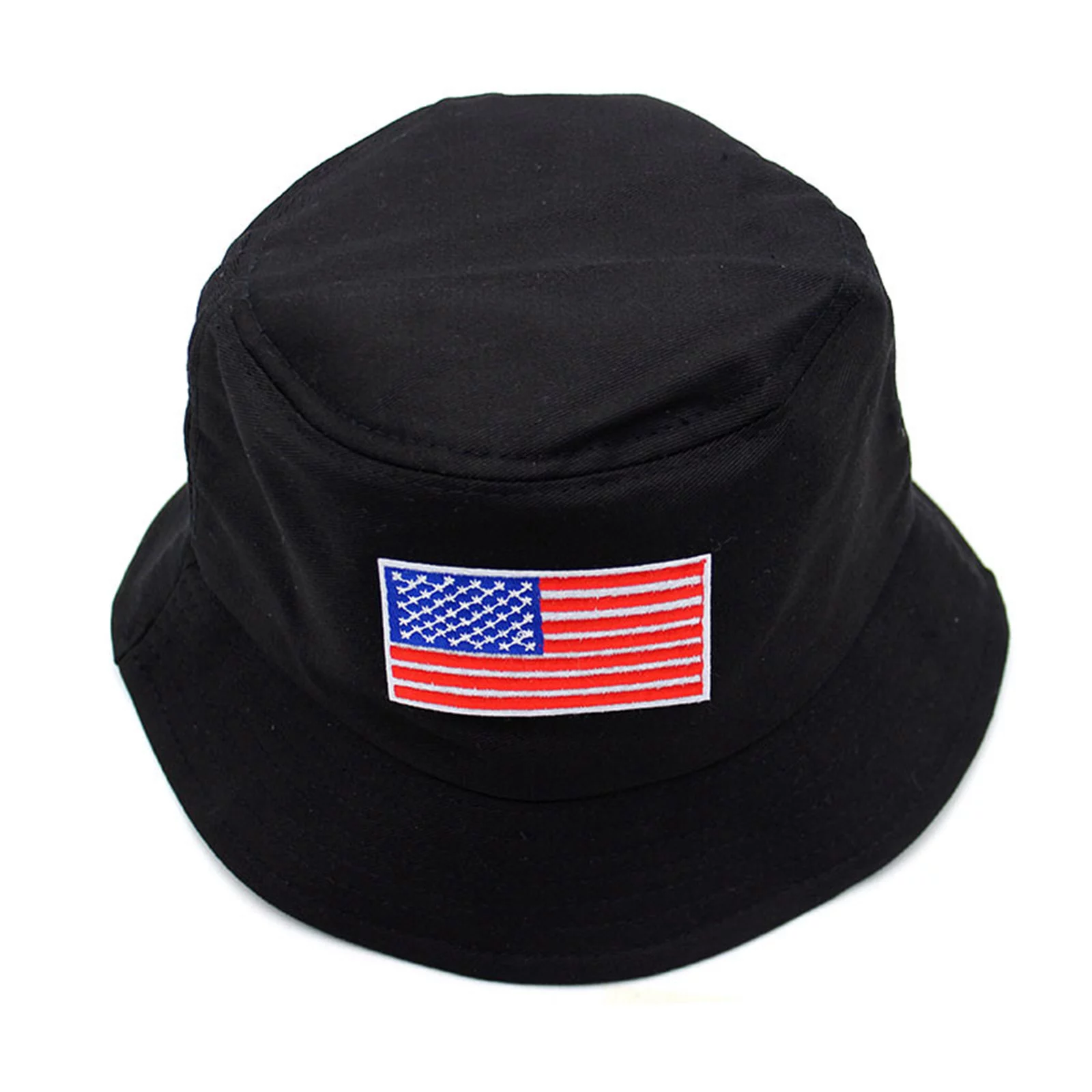 Black Bucket Hat Mens And Womens Summer Fashion Casual Sun Protection Shade American Flag Stars And Stripes Go Out To Play Fisherman Hat Basin Hat Small Bucket Hat