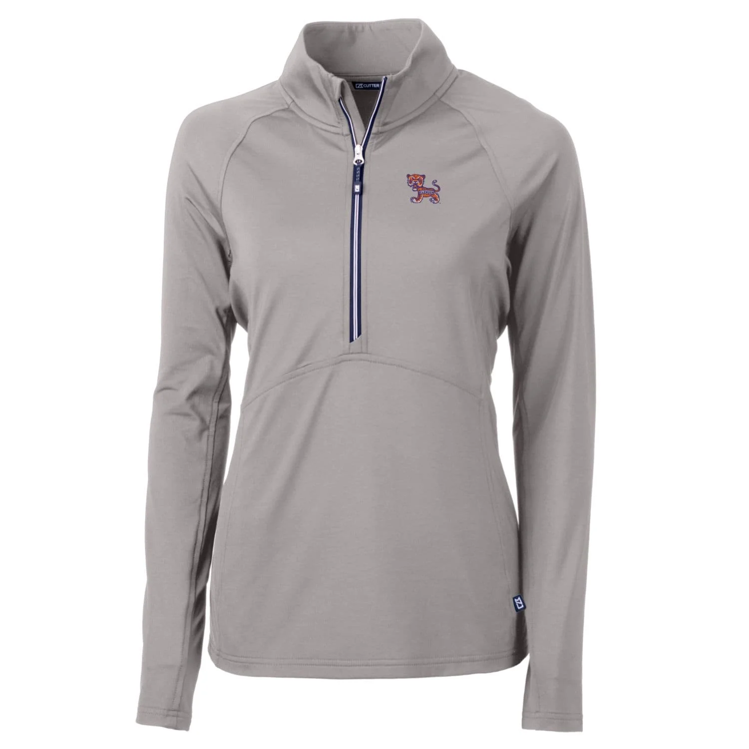 Women's Cutter & Buck Gray Clemson Tigers Adapt Eco Knit Stretch Recycled Half-Zip Pullover Top