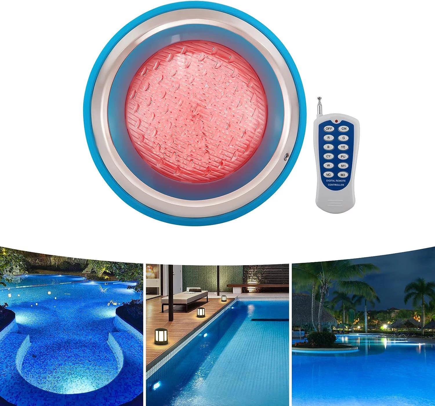 Fichiouy Waterproof Led Underwater Pool Lights for Fountain/Pond/Aquarium