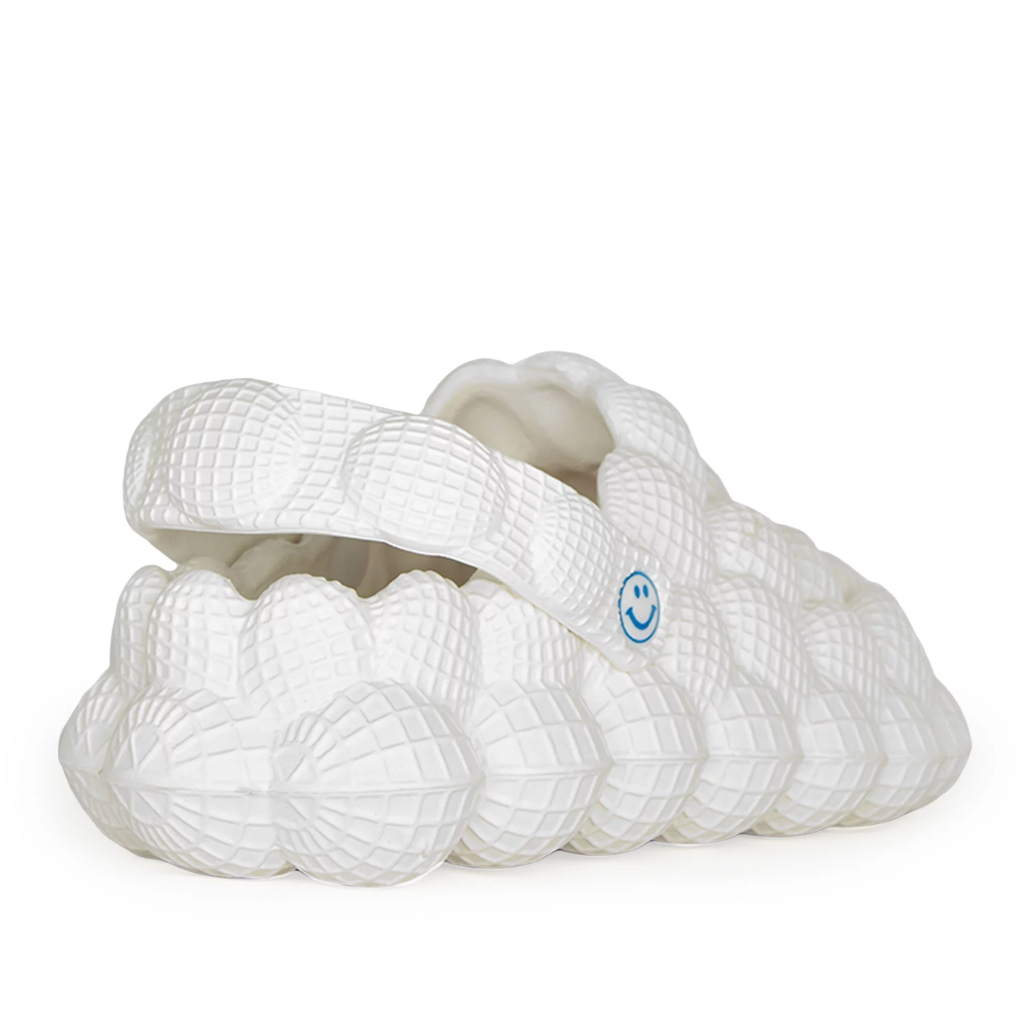 Wild Diva Unisex Non-Slip Bubble Cloud Lychee Waterproof Massage Reflexology Rubber Shower Slingback Slides (White, 10)