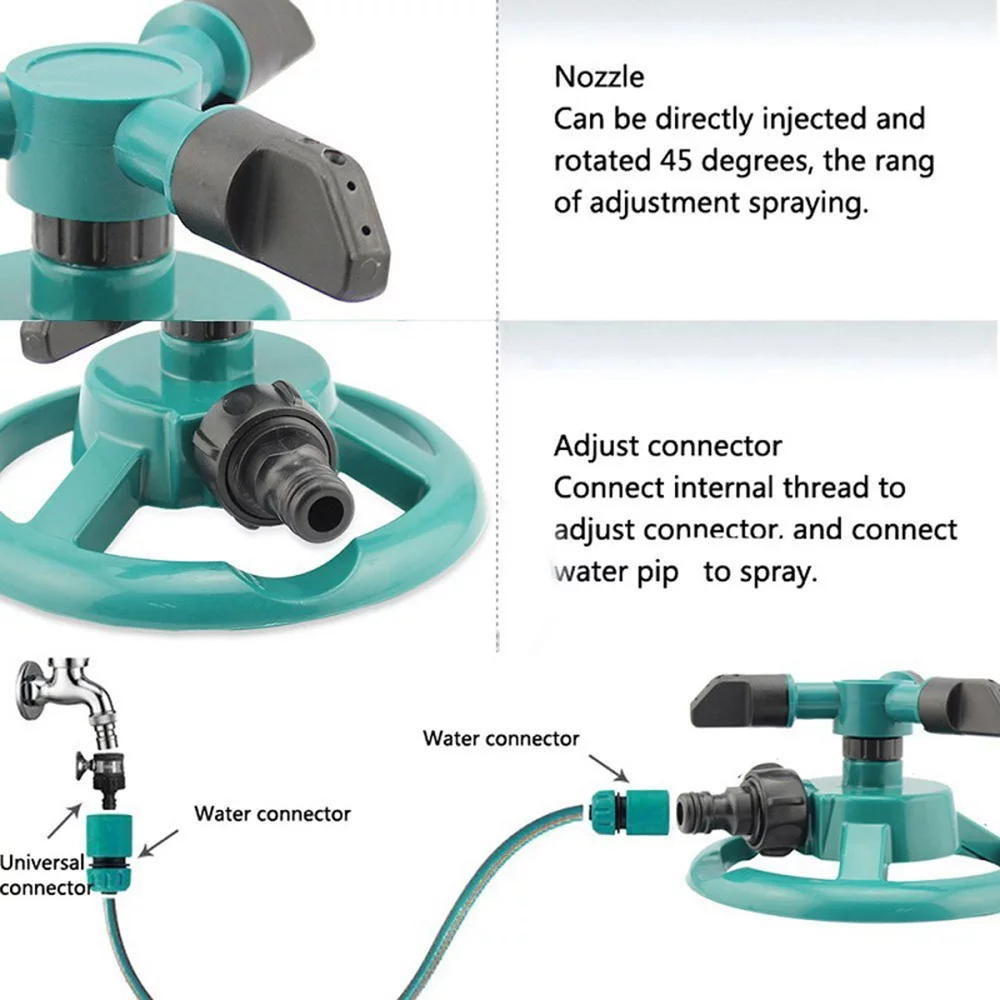 Lawn Sprinkler, Water Sprinklers for Garden Lawn Yard, Automatic 360 Degree Rotating Sprinkler Irrigation Sprayer, Adjustable Spraying Angle and Distance, Gardening Tool