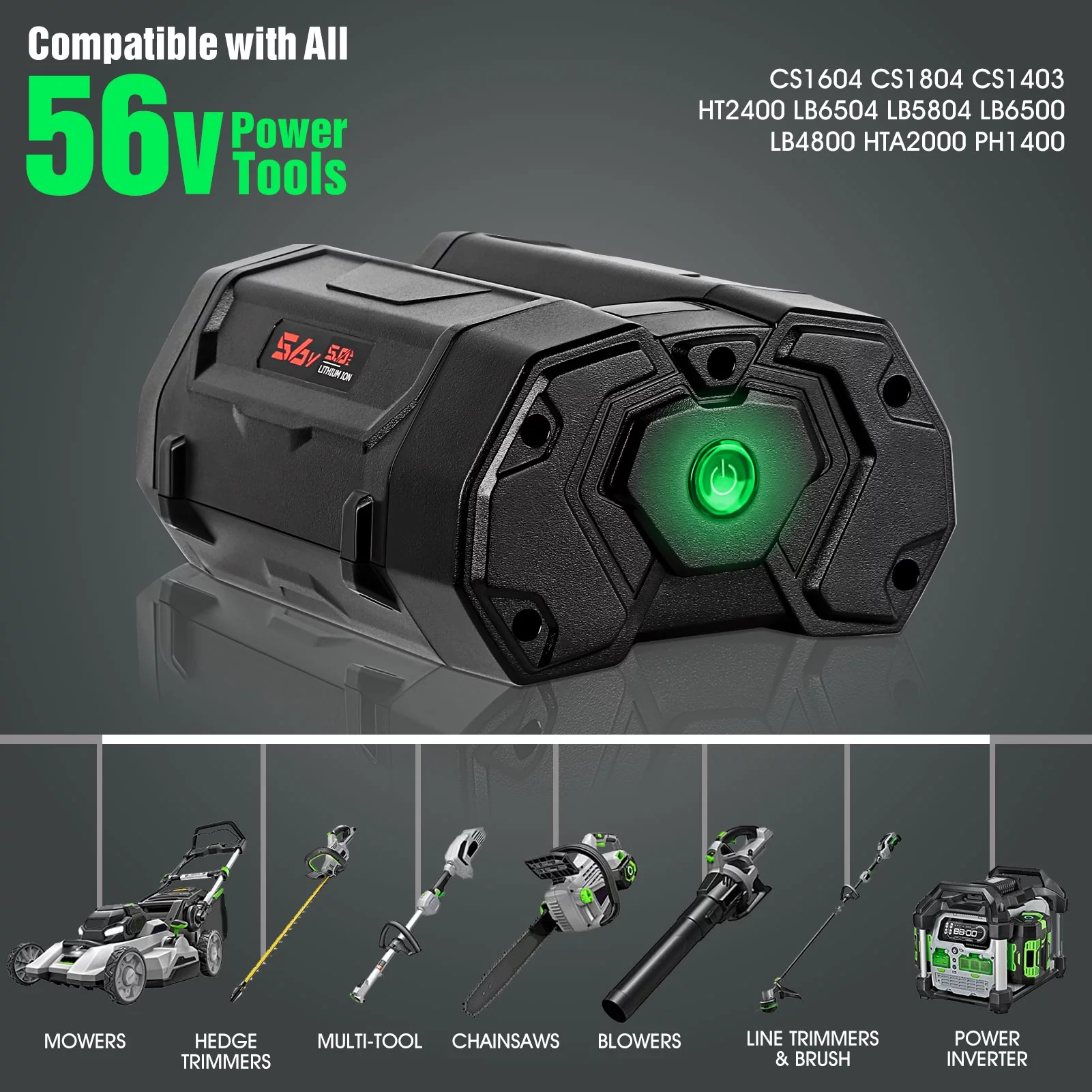 Jialitt Battery Replacement for Ego 56V 5.0Ah Cordless Power Tool BA2800 BA4200 BA1400 CS1604 CS1804 CS1403 HT2400 LB6504 LB5804 LB6500 LB4800 HTA2000 PH1400 Tools