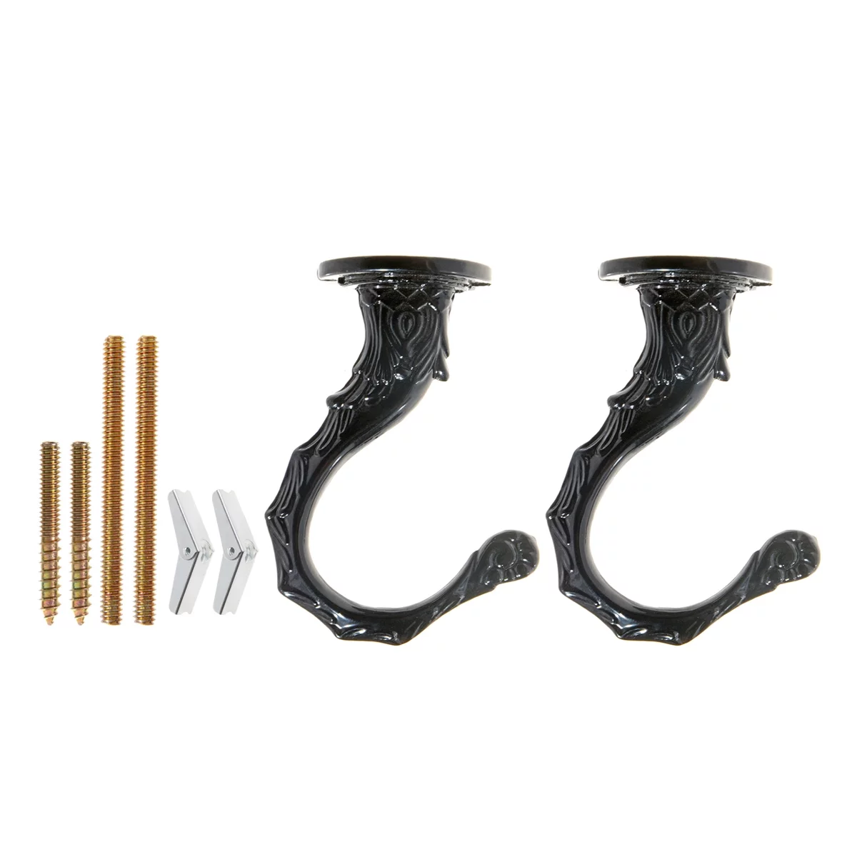 Saim Ceiling Hooks for Hanging Plants, Zinc Alloy Swag Hooks with Hardware Set, 2 Pack, Black