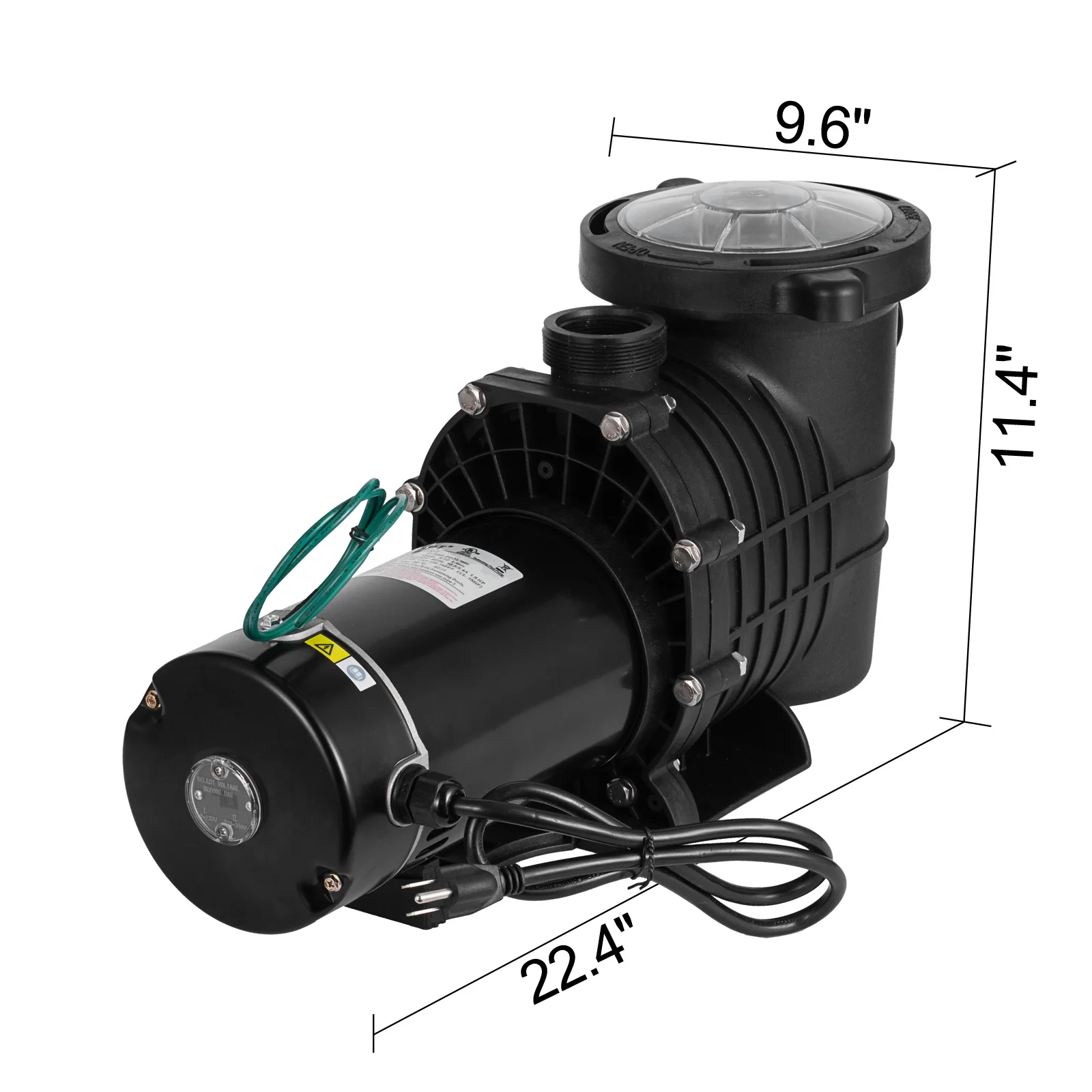 SHZOND 1.5HP Swimming Pool Pump, Dual Voltage 115/230V High Flow Pool Pump, 108 GPM Above Ground Pool Pump wIth Large Strainer Basket, 2Pcs 1-1/2NPT Connectors