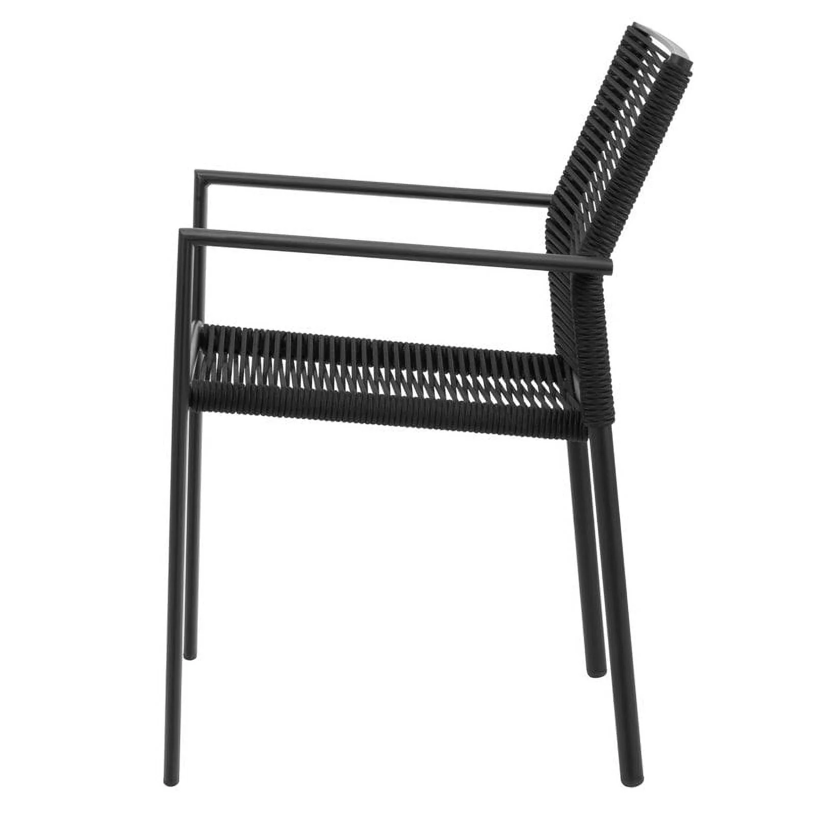 Afuera Living Aluminum Frame Patio Dining Arm Chair in Black Rope