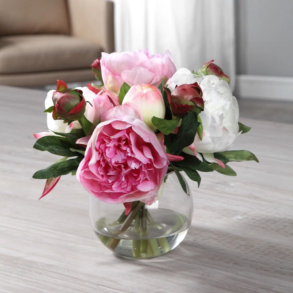 Aspen Loke 10 inch Peony Bouquet 10 inches Wide By 10 inches Deep Bailey Street Home 208-Bel-3314706