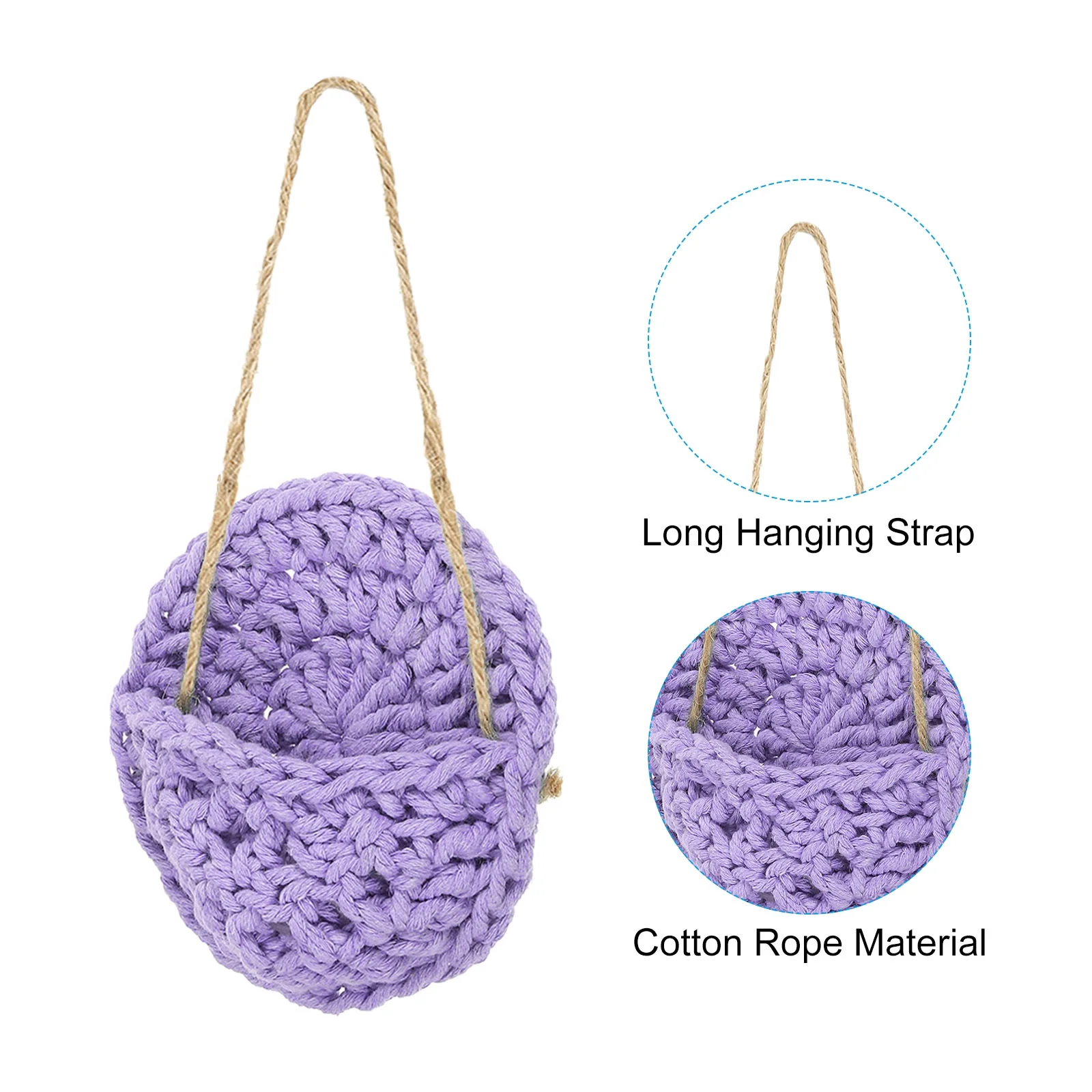 Uxcell Hanging Plant Basket, 4.7 Inch Dia Hanging Wall Planters for Indoor Outdoor, Purple