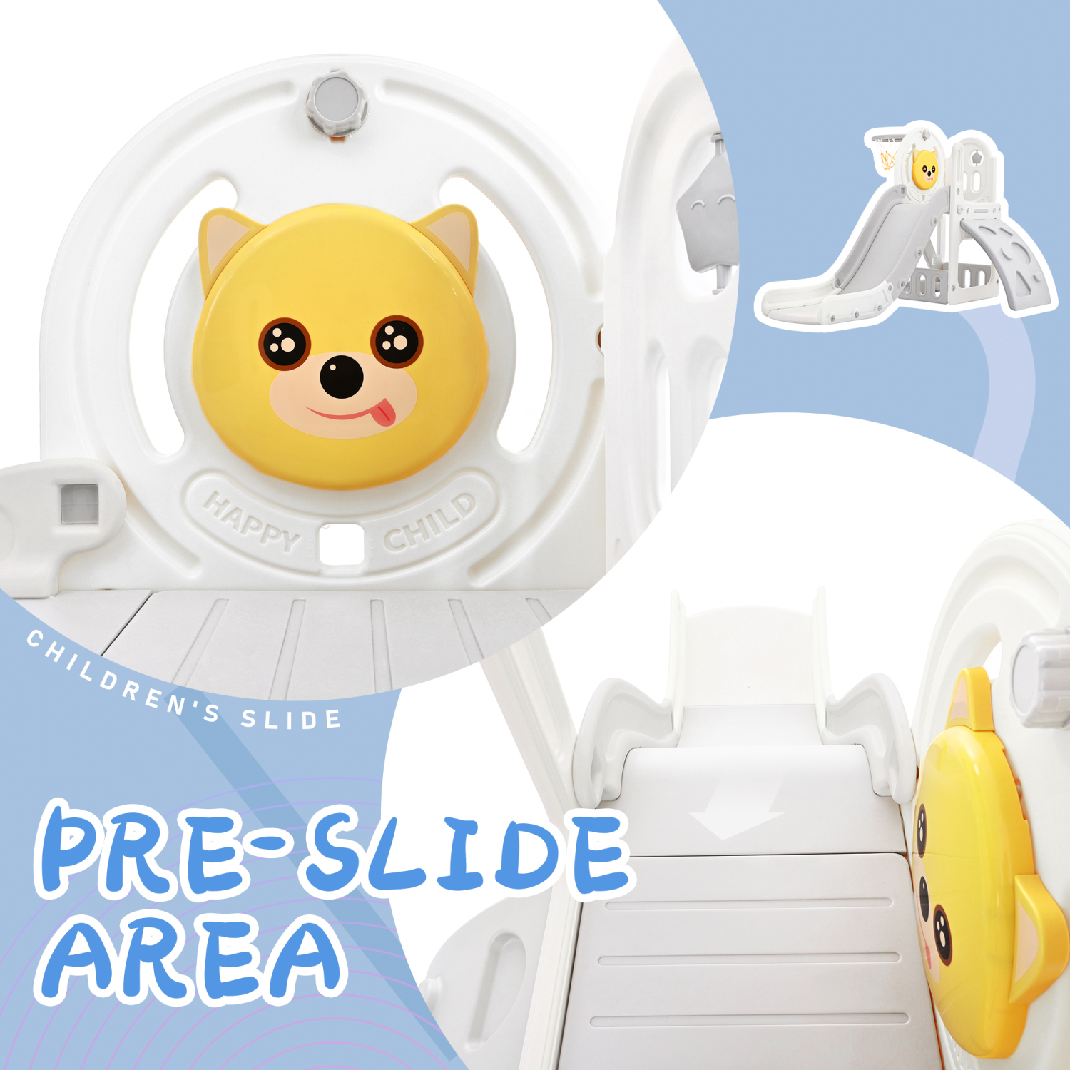 Outdoor and Indoor Kids Playground Climber Freestanding Slide Playset with Basketball Hoop Play Combination - Toddler Climber and Slide Set 4 in 1  Perfect for Babies