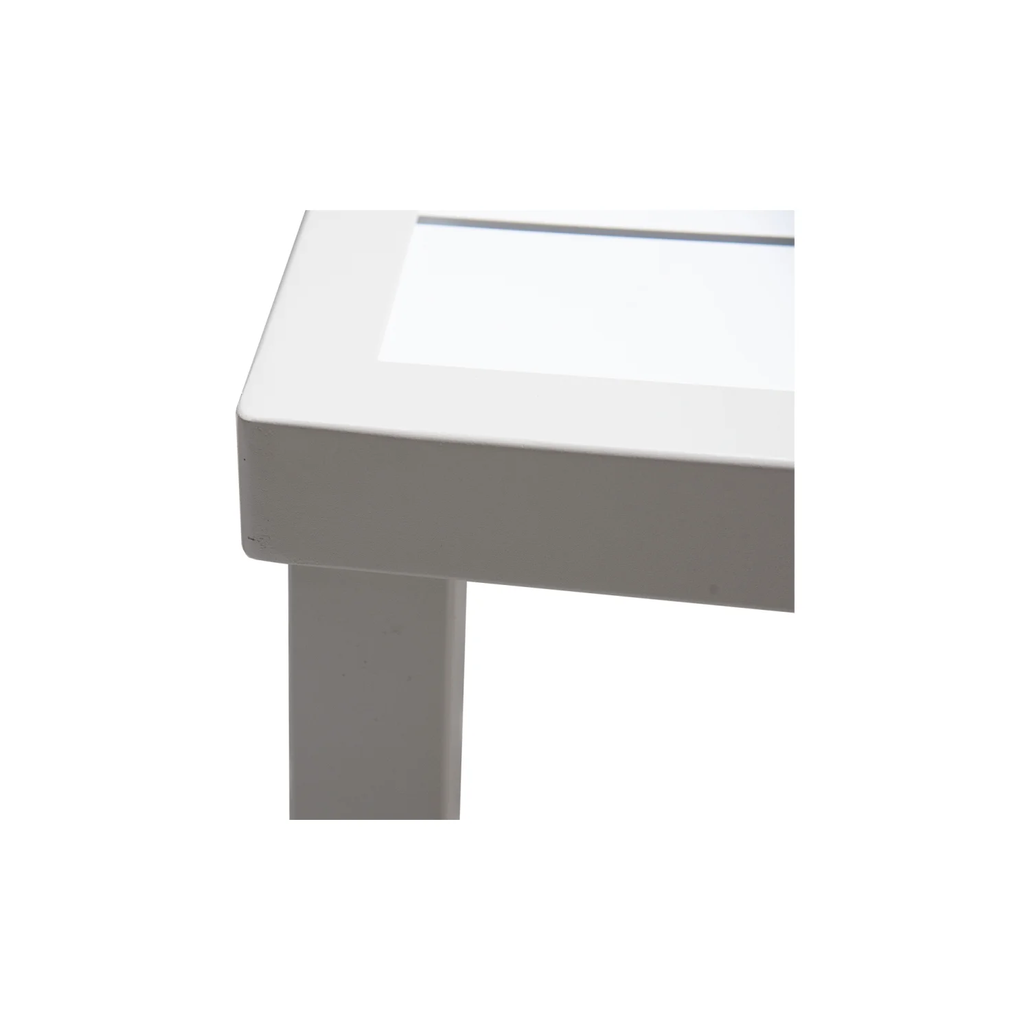 Stylish Modern 7PC Aluminum Patio Furniture Set with Sunbrella Fabric Cushioned Dining Chairs & Swivel Rockers - Two-tone Matte White and Grayish Table Top - Includes Rectangle Table with